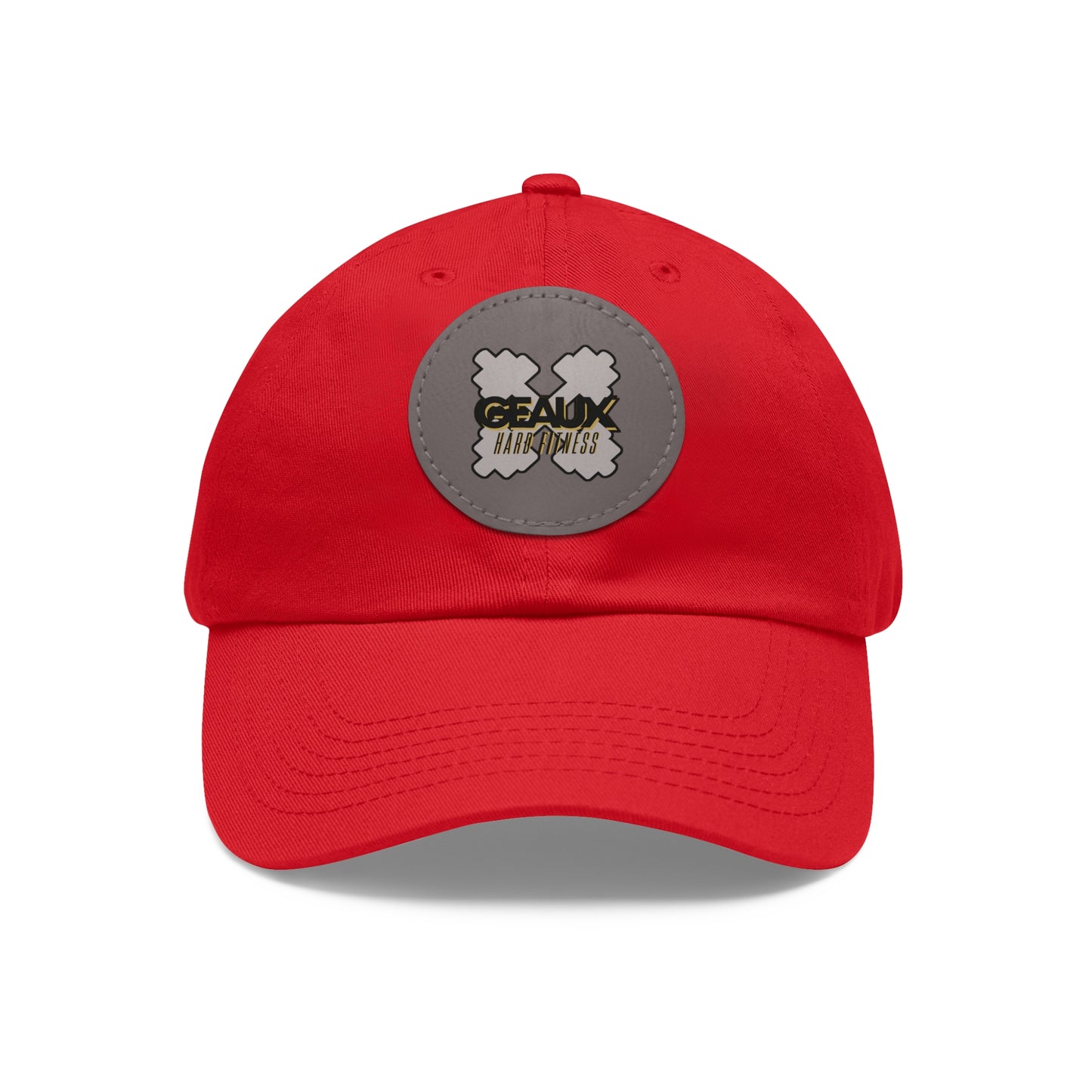 Geaux Hard Fit Dad Hat with Leather Patch (Round)
