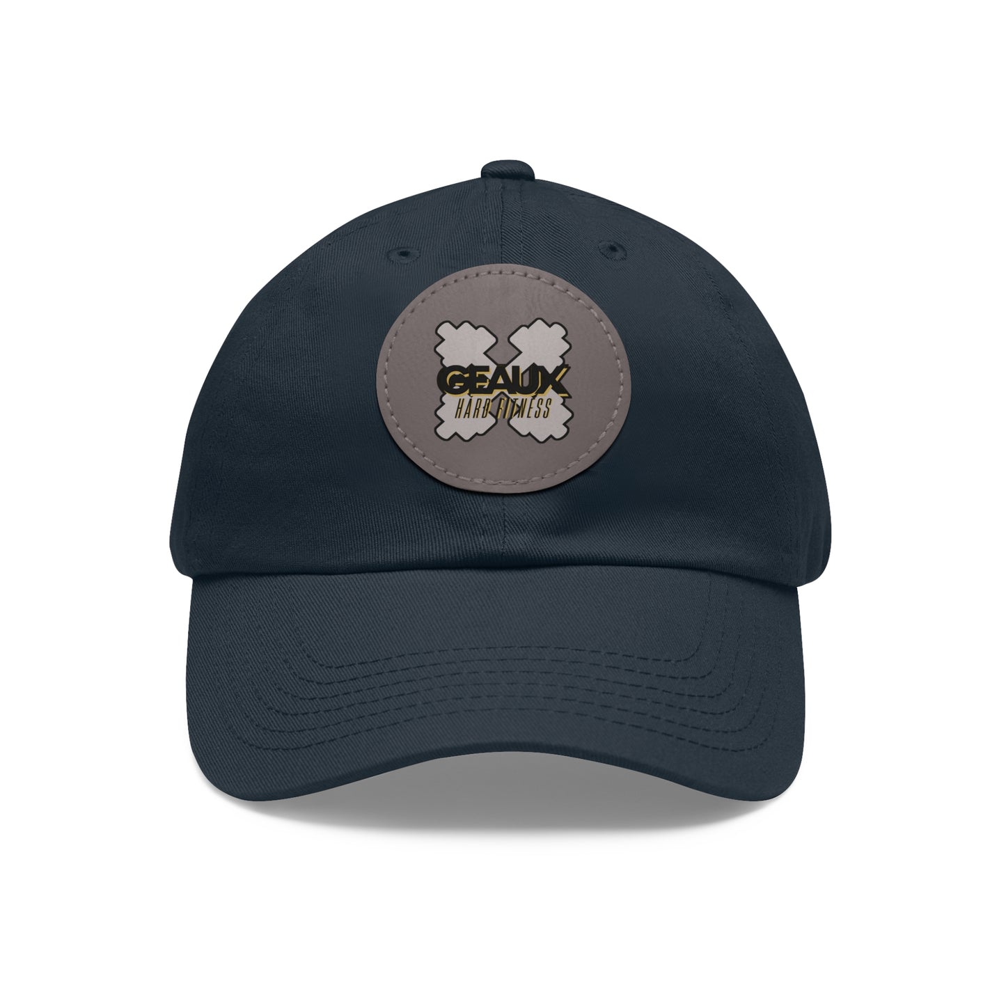 Geaux Hard Fit Dad Hat with Leather Patch (Round)