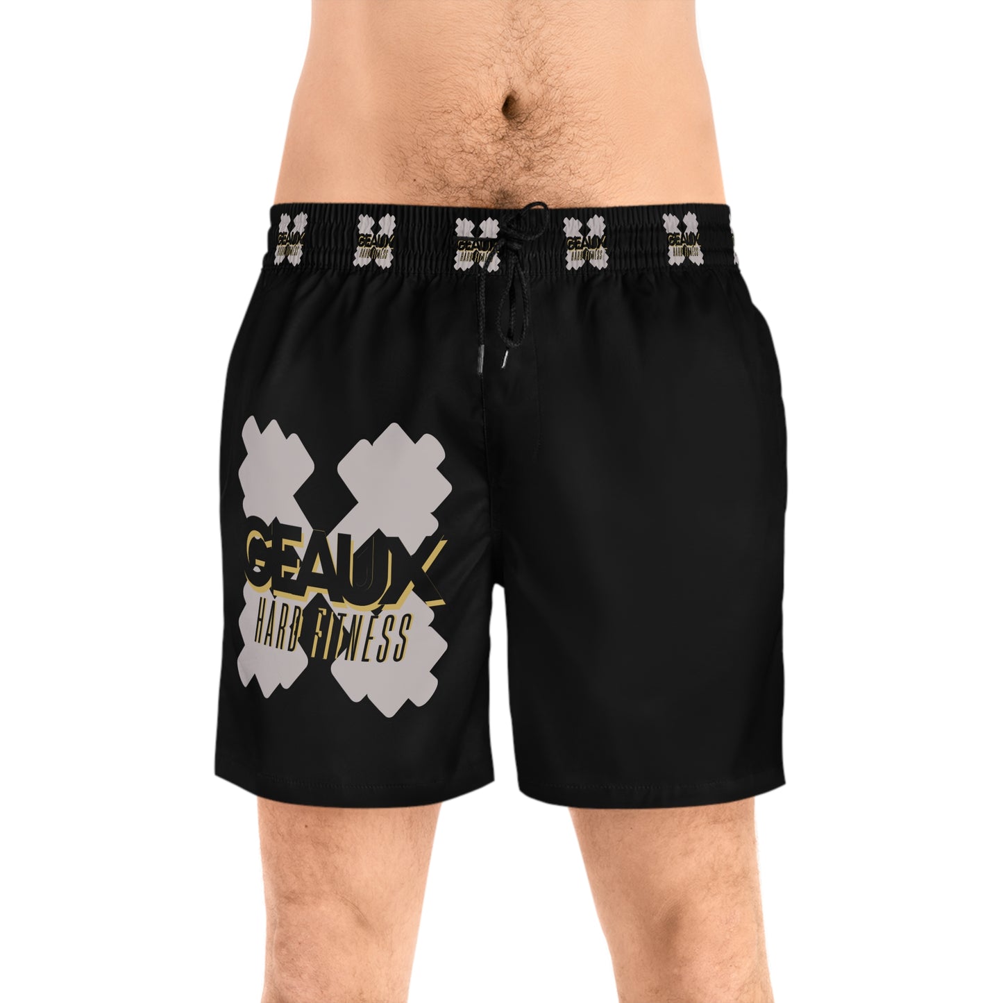 Black Geaux Hard Men's Mid-Length Swim Shorts