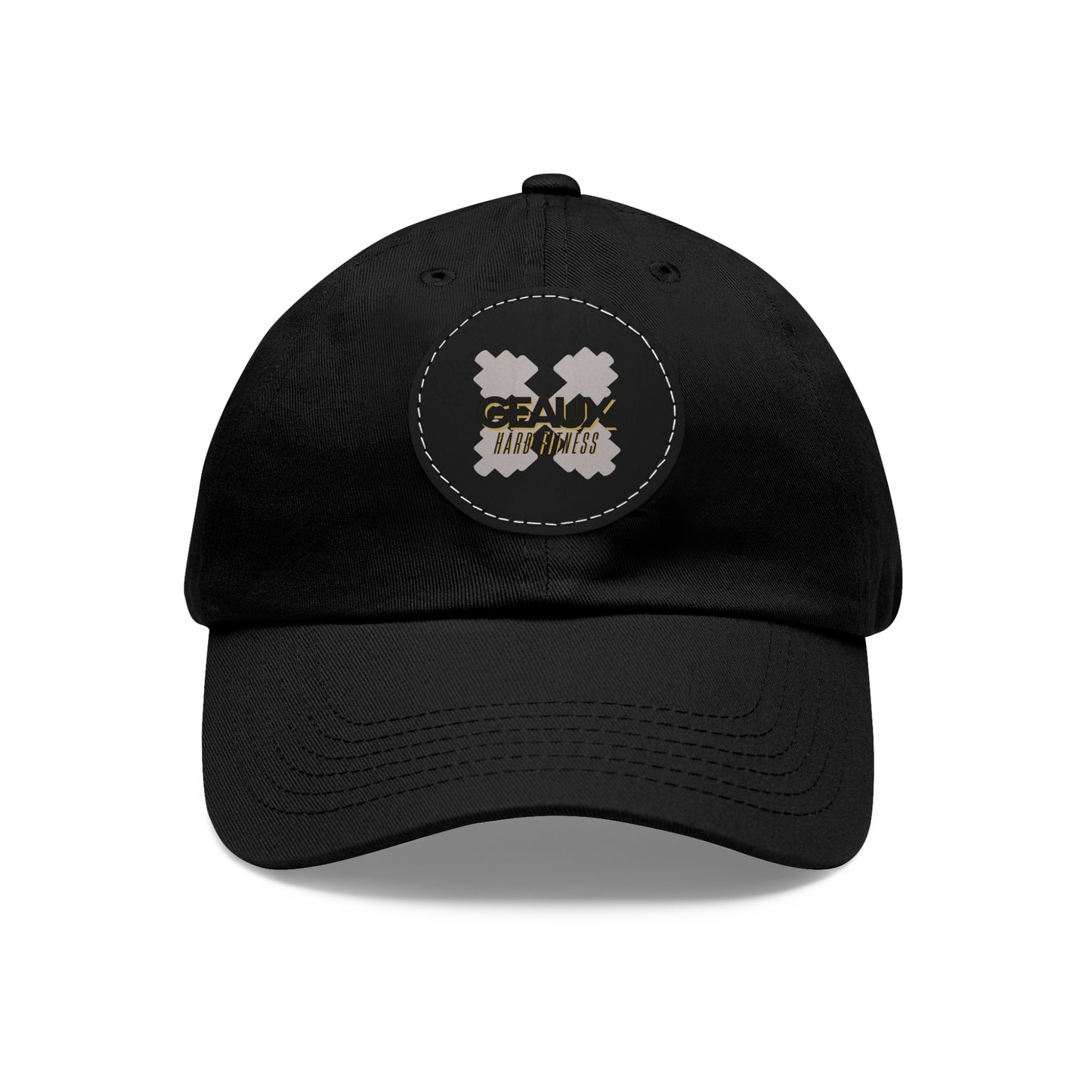 Geaux Hard Fit Dad Hat with Leather Patch (Round)