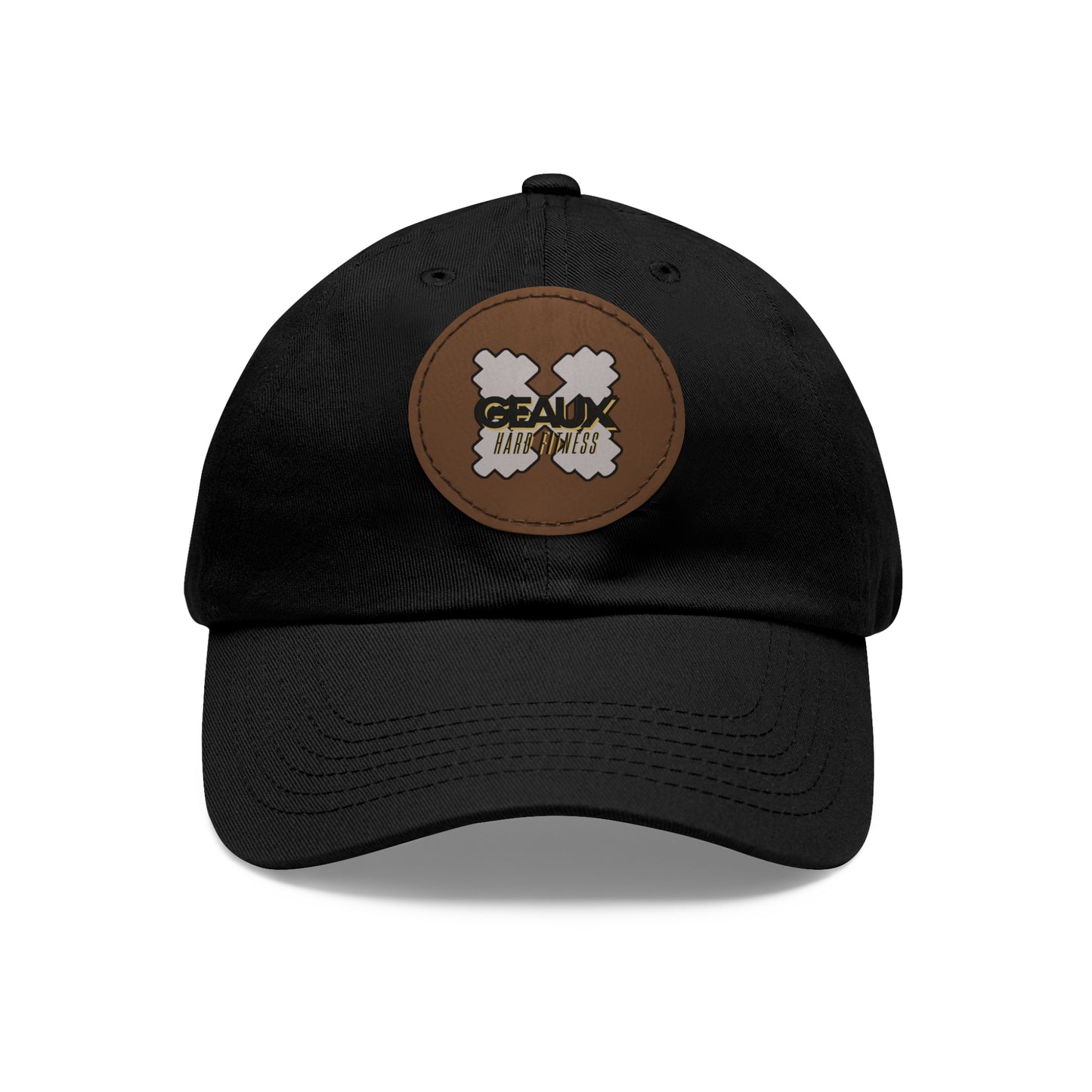 Geaux Hard Fit Dad Hat with Leather Patch (Round)