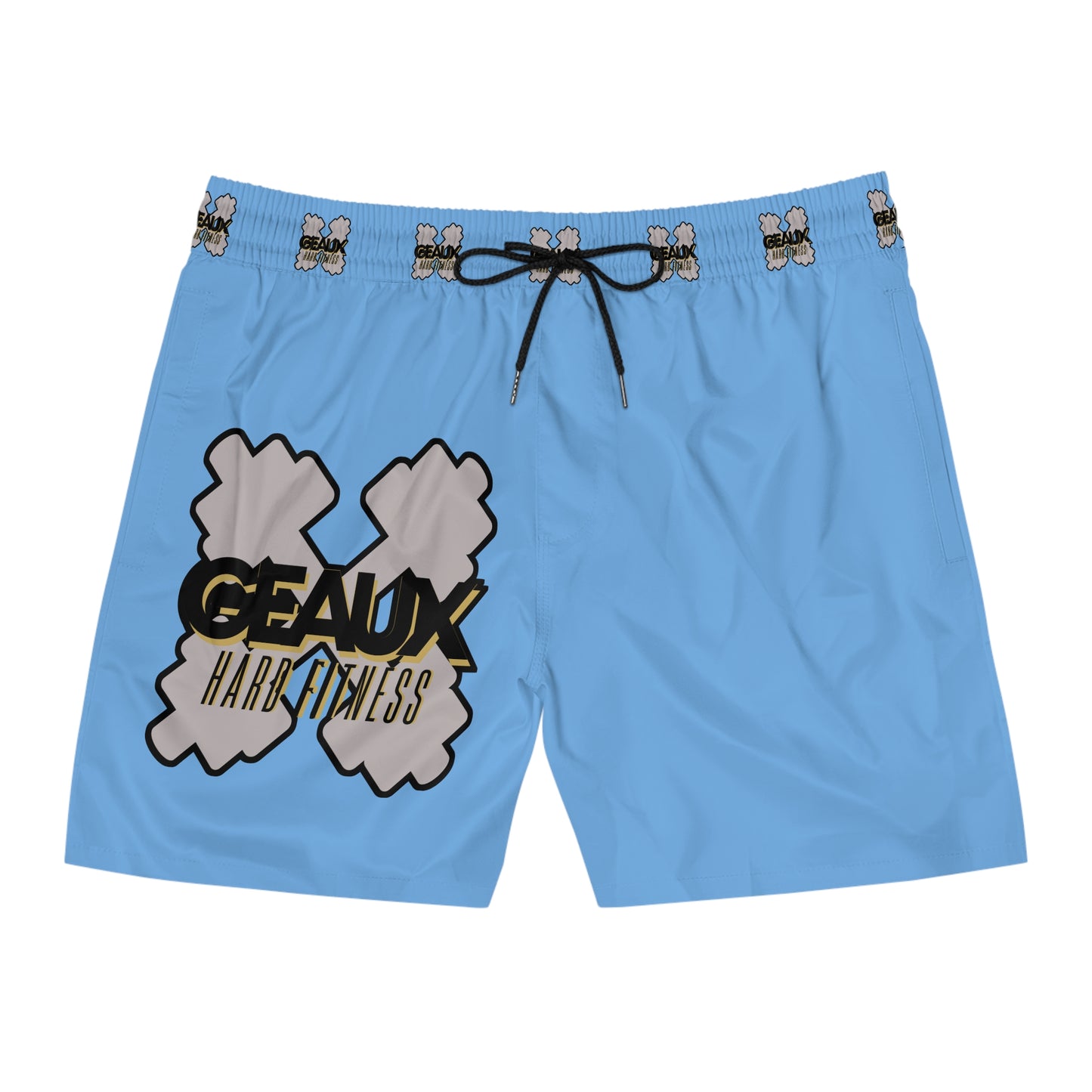 Light Blue Geaux Hard Men's Mid-Length Swim Shorts