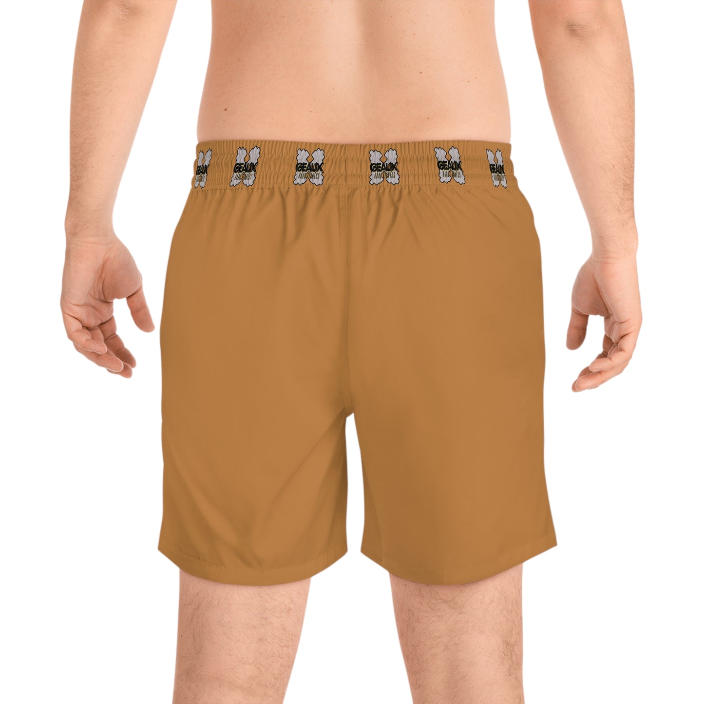 Light Brown Geaux Hard Men's Mid-Length Swim Shorts