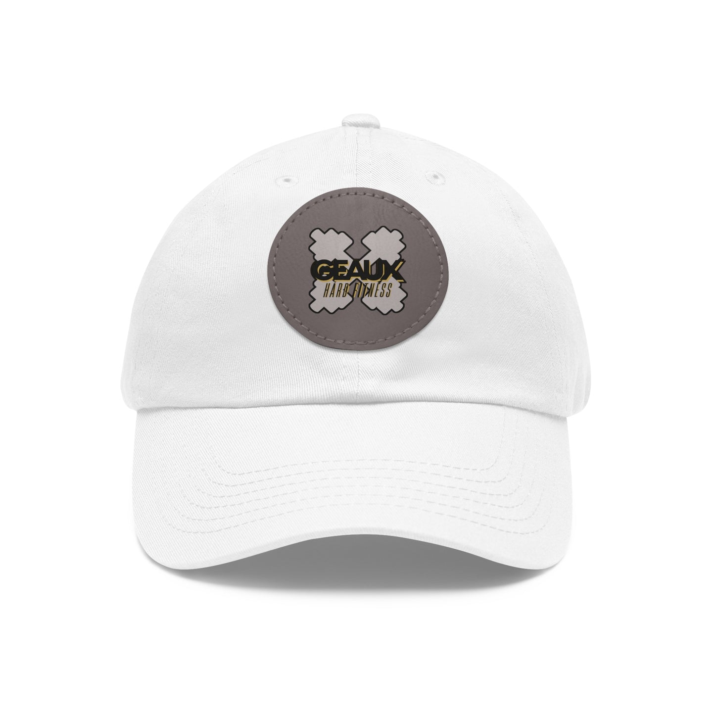 Geaux Hard Fit Dad Hat with Leather Patch (Round)