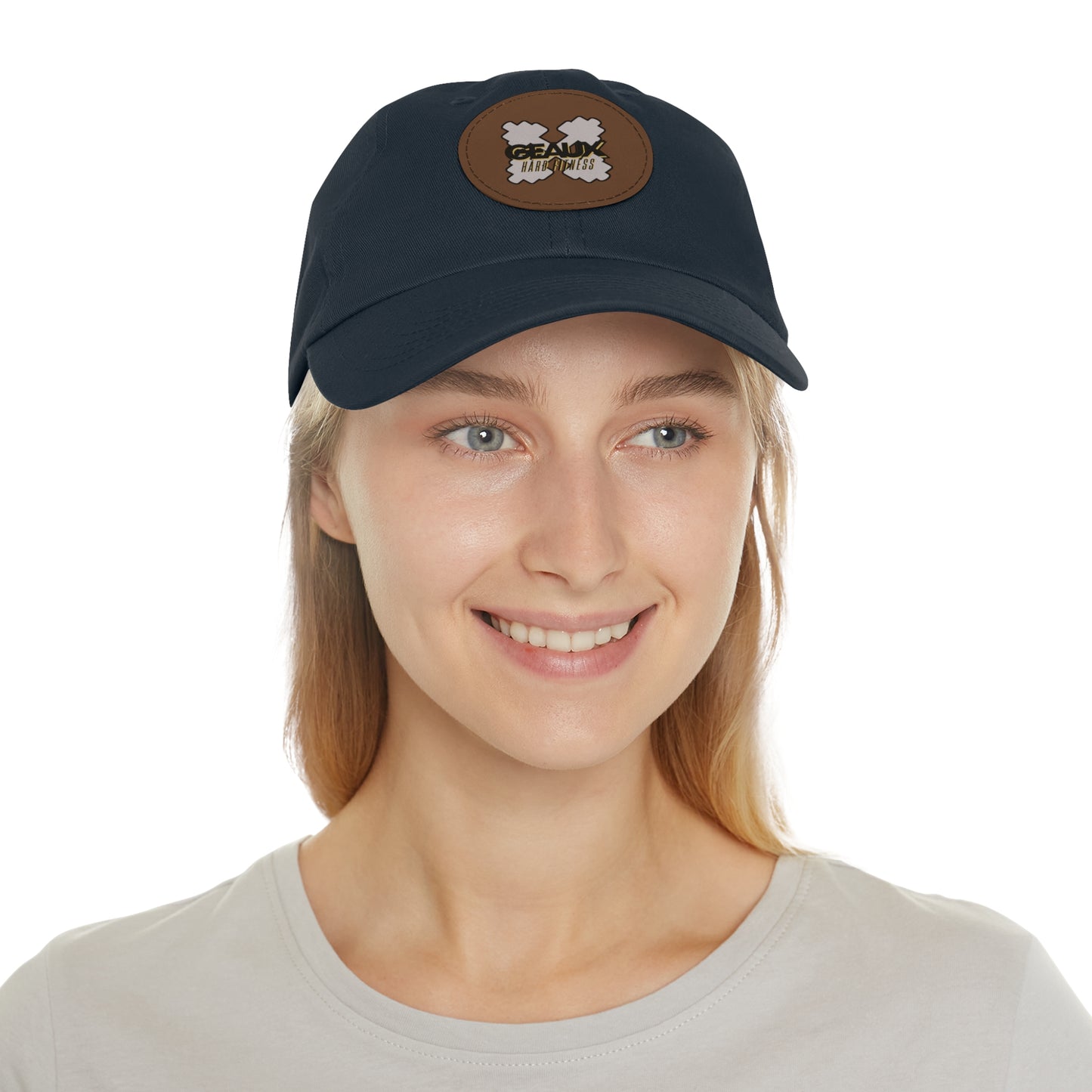 Geaux Hard Fit Dad Hat with Leather Patch (Round)