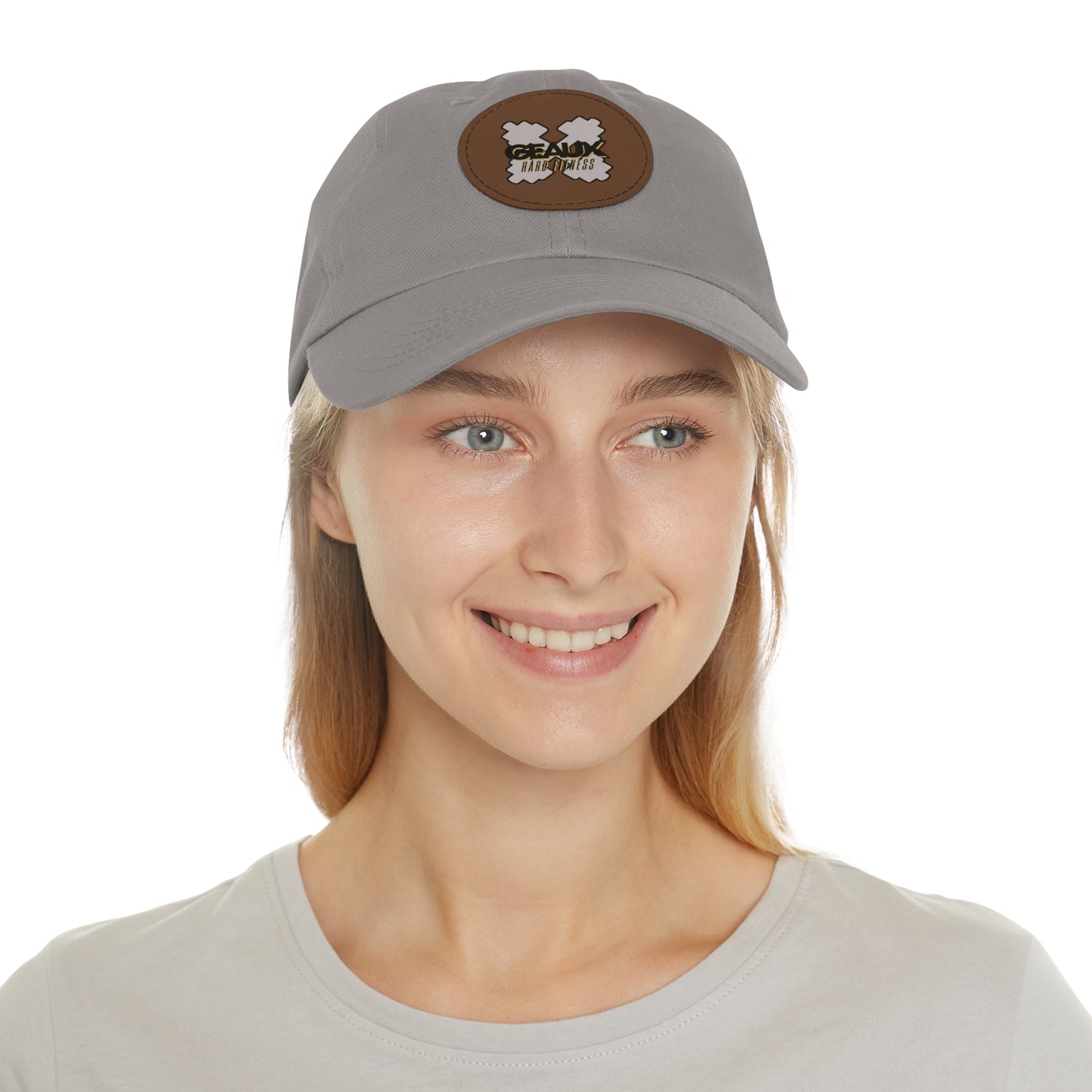 Geaux Hard Fit Dad Hat with Leather Patch (Round)