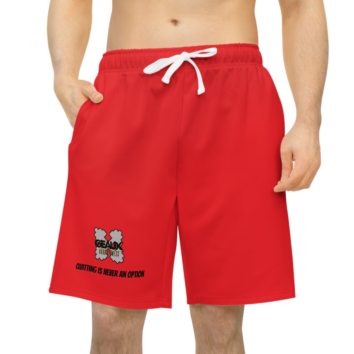 Red Geaux Hard Fit Athletic Long Shorts