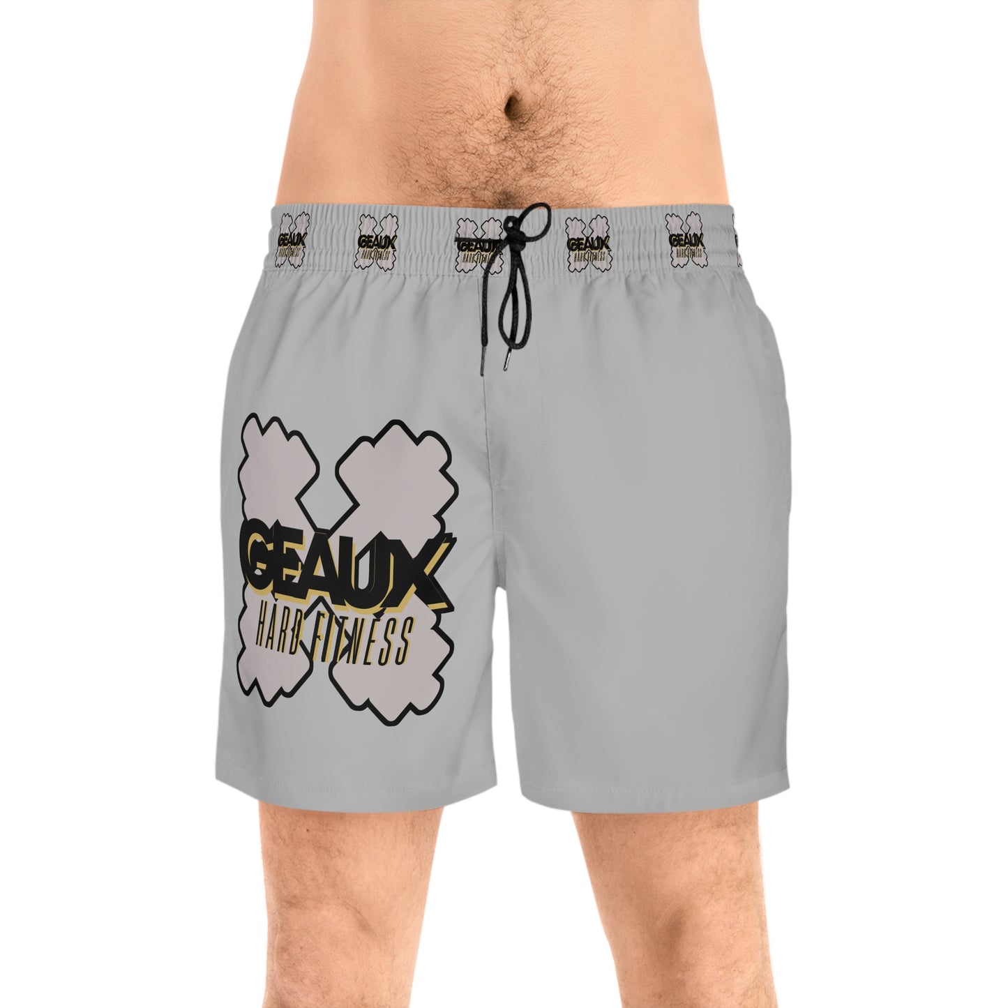 Light Grey Geaux Hard Men's Mid-Length Swim Shorts