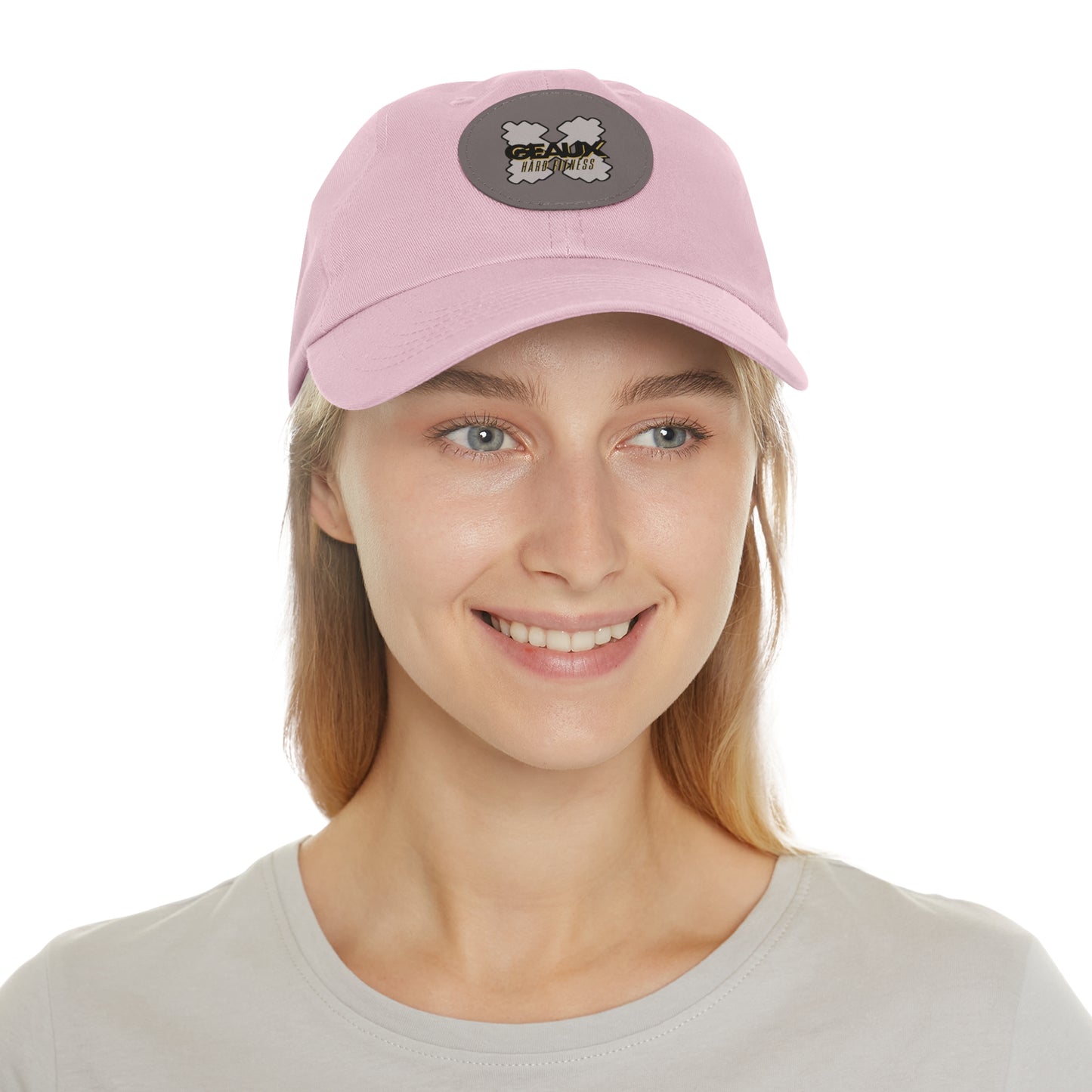 Geaux Hard Fit Dad Hat with Leather Patch (Round)
