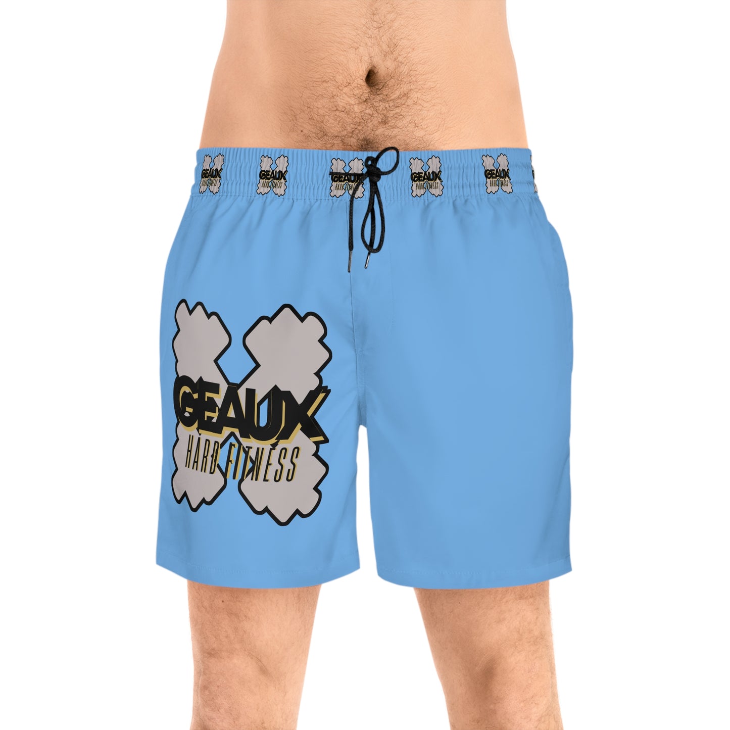Light Blue Geaux Hard Men's Mid-Length Swim Shorts