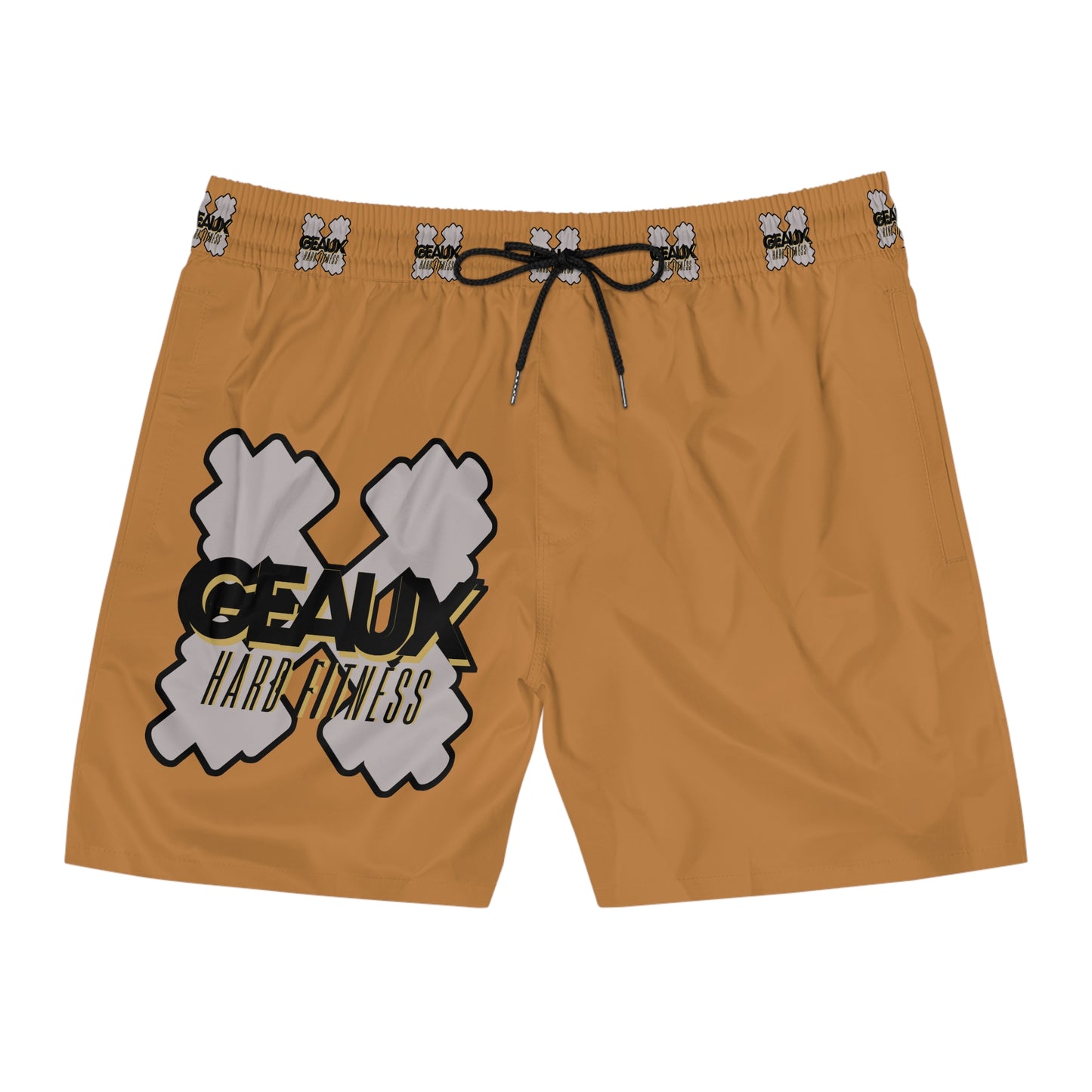 Light Brown Geaux Hard Men's Mid-Length Swim Shorts