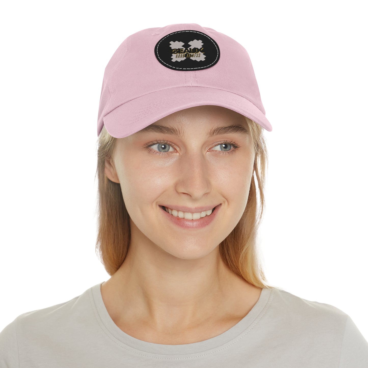 Geaux Hard Fit Dad Hat with Leather Patch (Round)