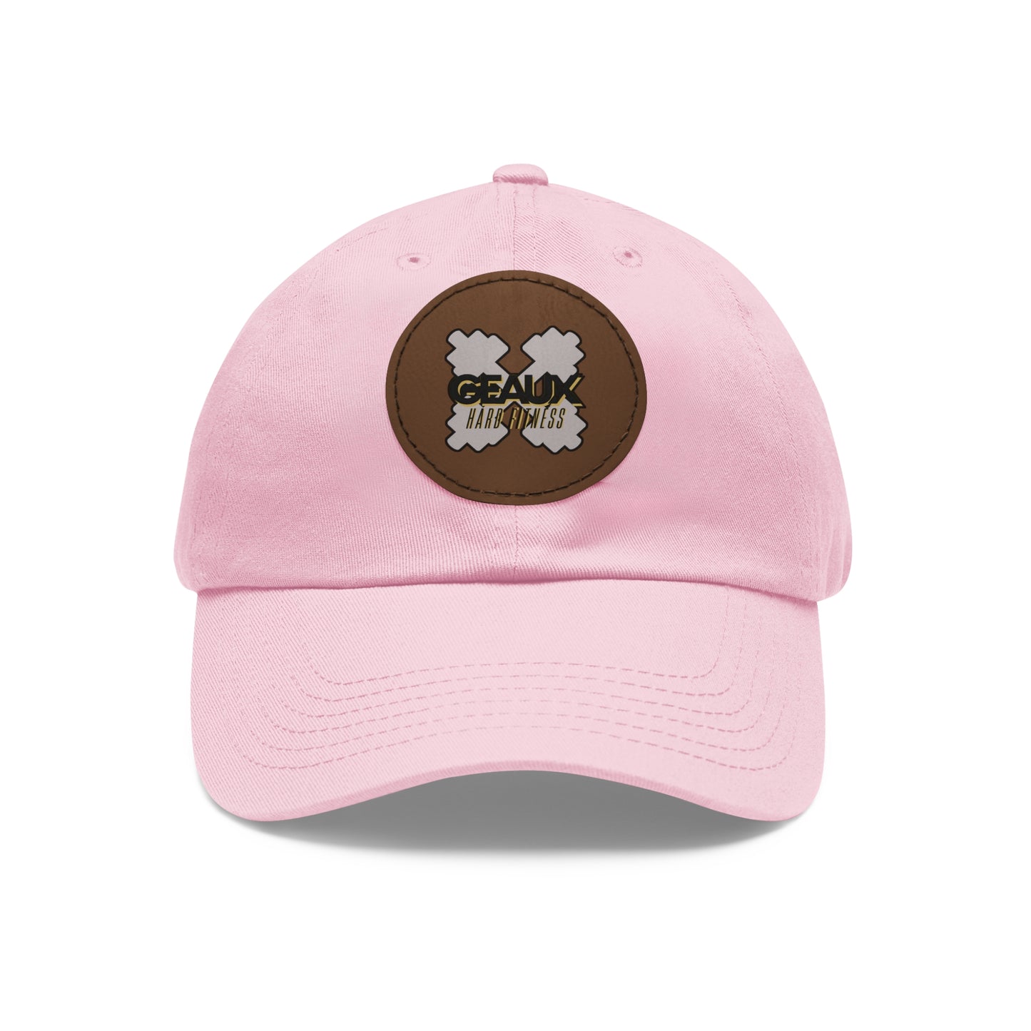 Geaux Hard Fit Dad Hat with Leather Patch (Round)