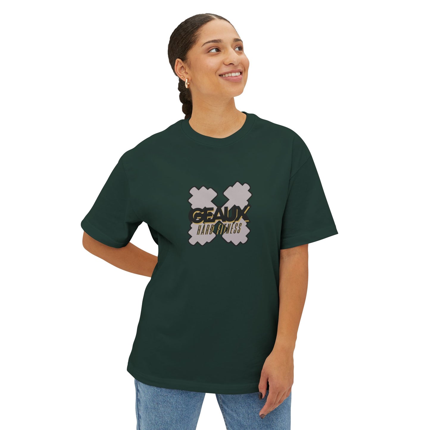 Geaux Hard Oversized Boxy Tee, Unisex Graphic Shirt, Casual Streetwear, Gift for Fitness Lovers, Stylish Everyday Tee, Comfortable Relaxed Fit