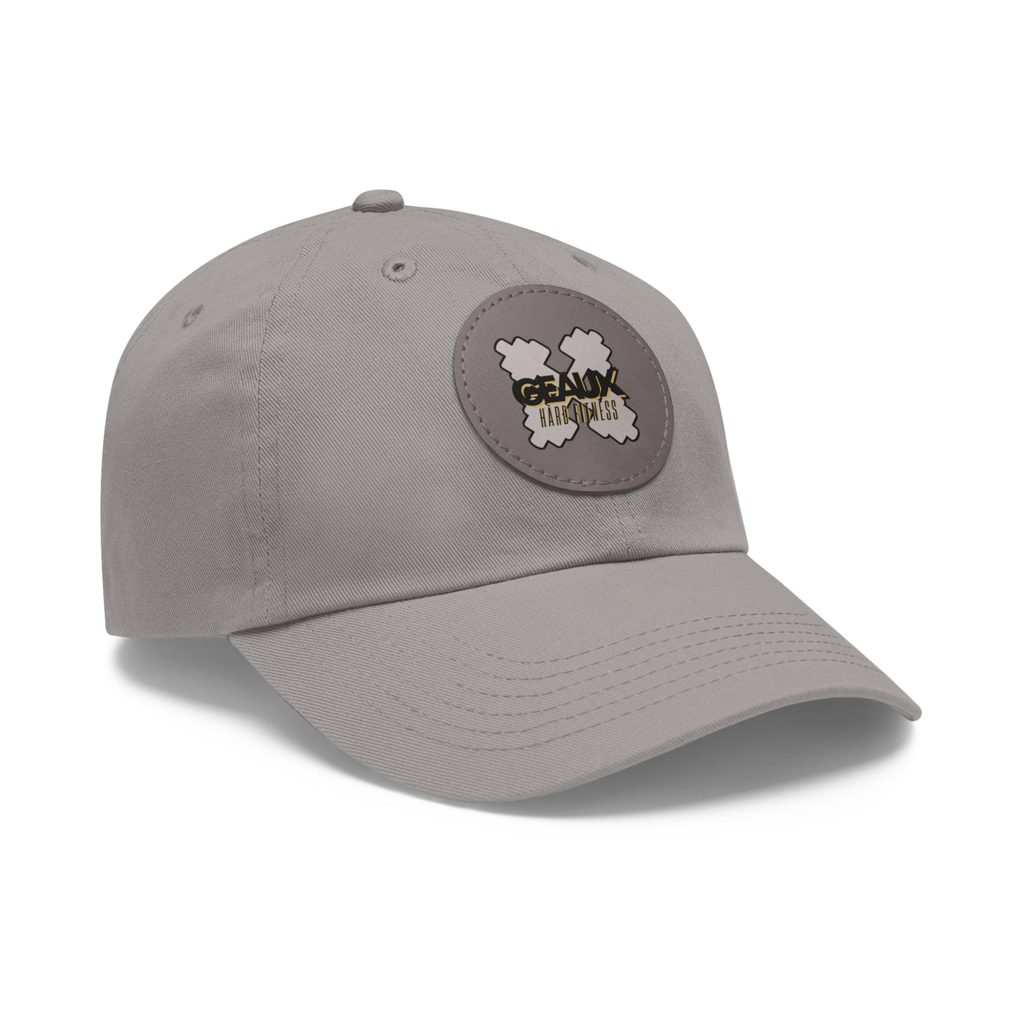 Geaux Hard Fit Dad Hat with Leather Patch (Round)
