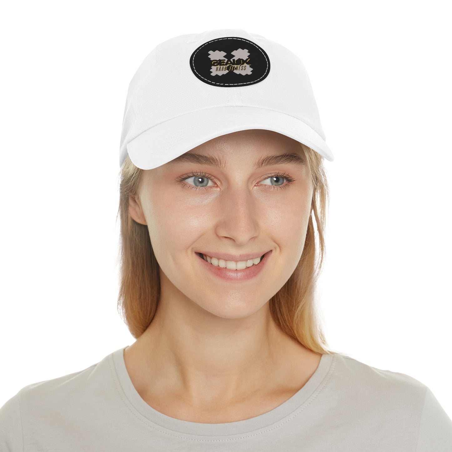 Geaux Hard Fit Dad Hat with Leather Patch (Round)