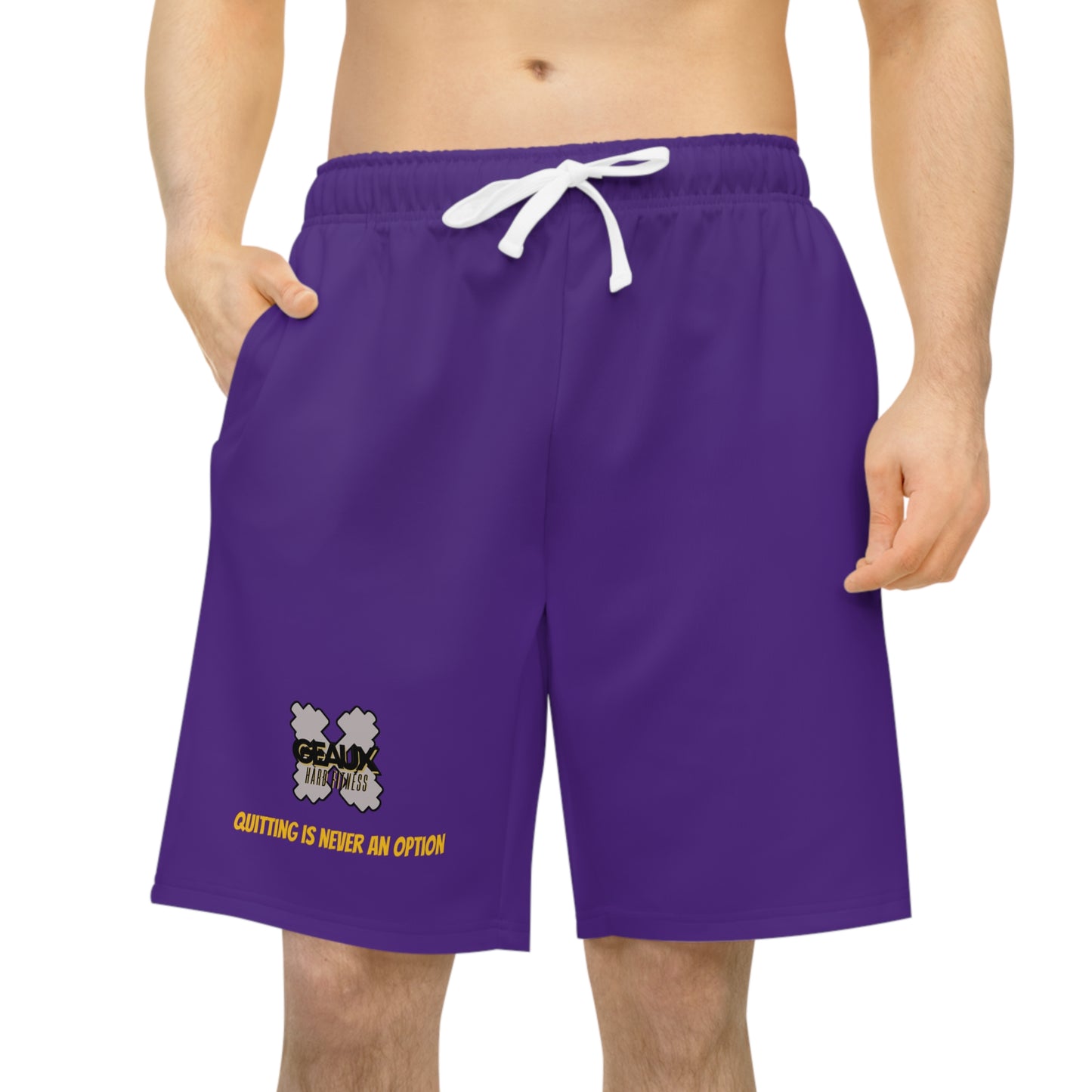 Purple Geaux Hard Fit Athletic Long Shorts