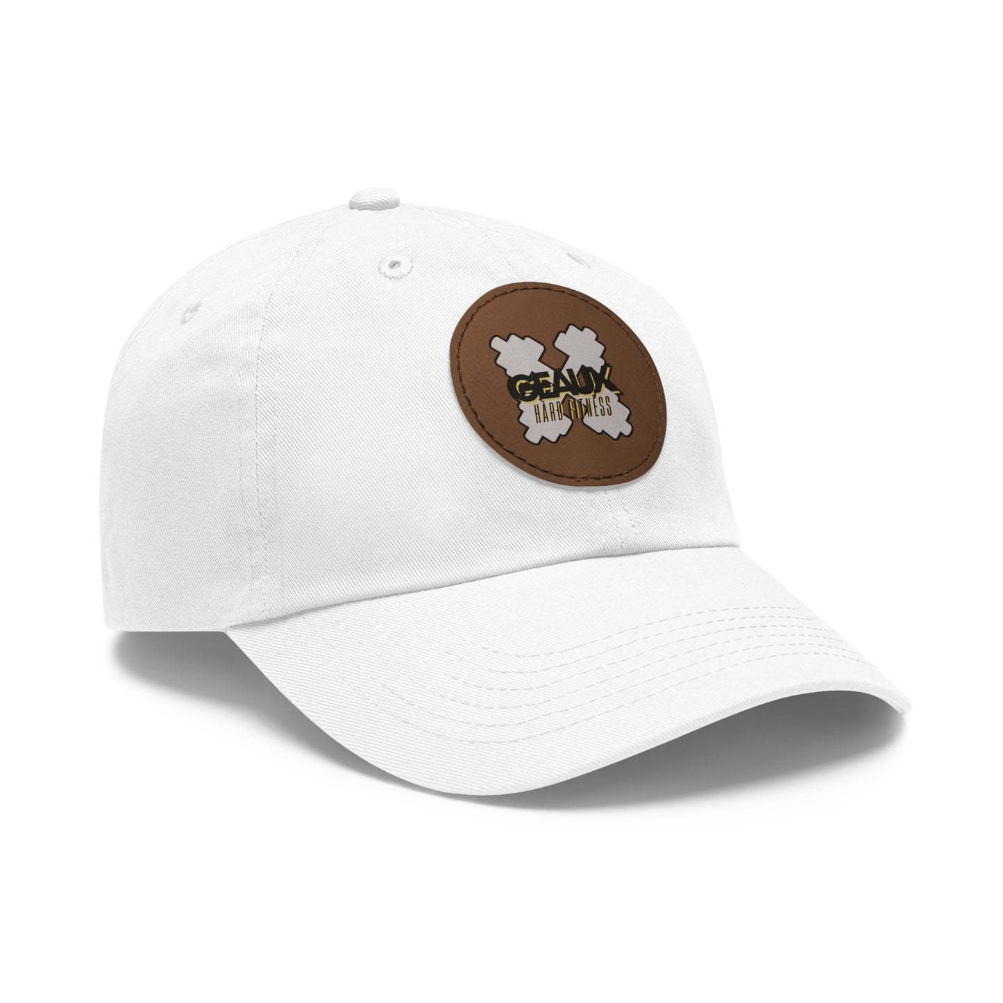 Geaux Hard Fit Dad Hat with Leather Patch (Round)