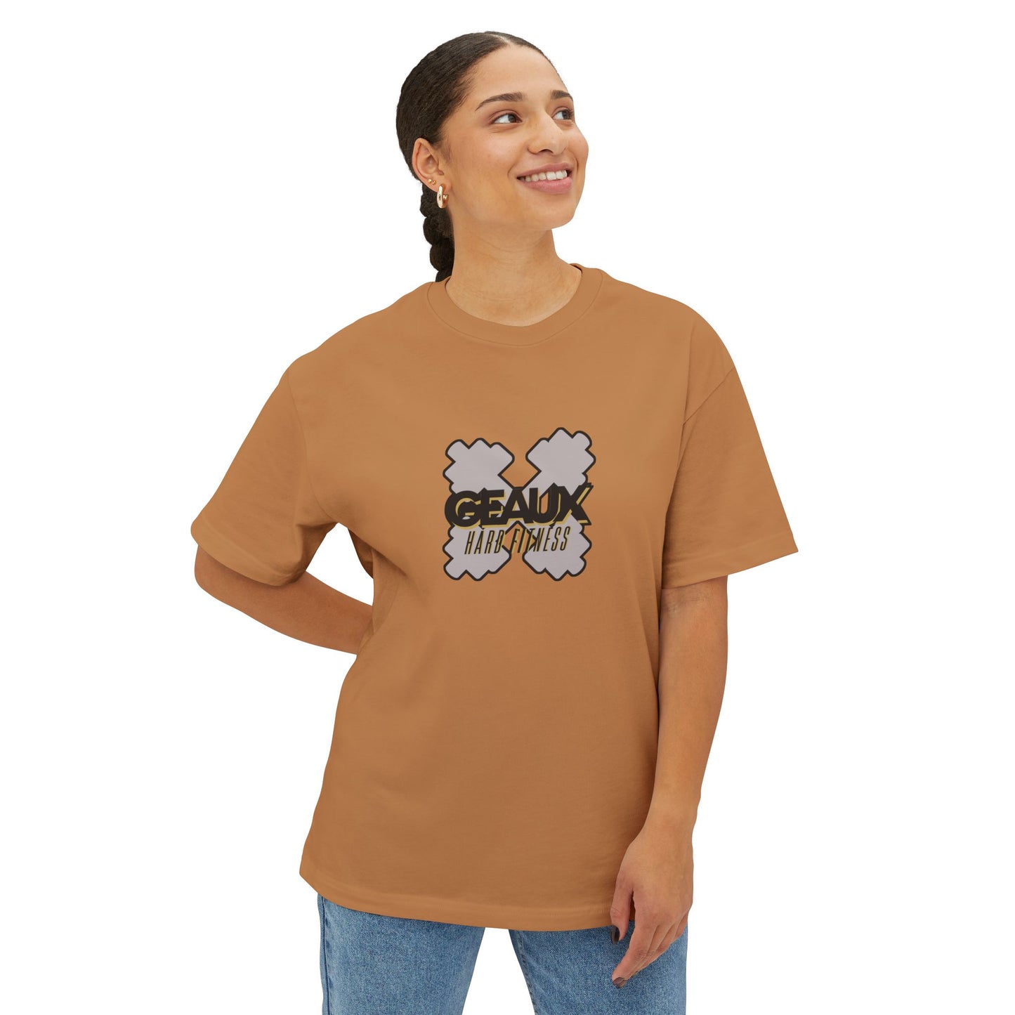 Geaux Hard Oversized Boxy Tee, Unisex Graphic Shirt, Casual Streetwear, Gift for Fitness Lovers, Stylish Everyday Tee, Comfortable Relaxed Fit