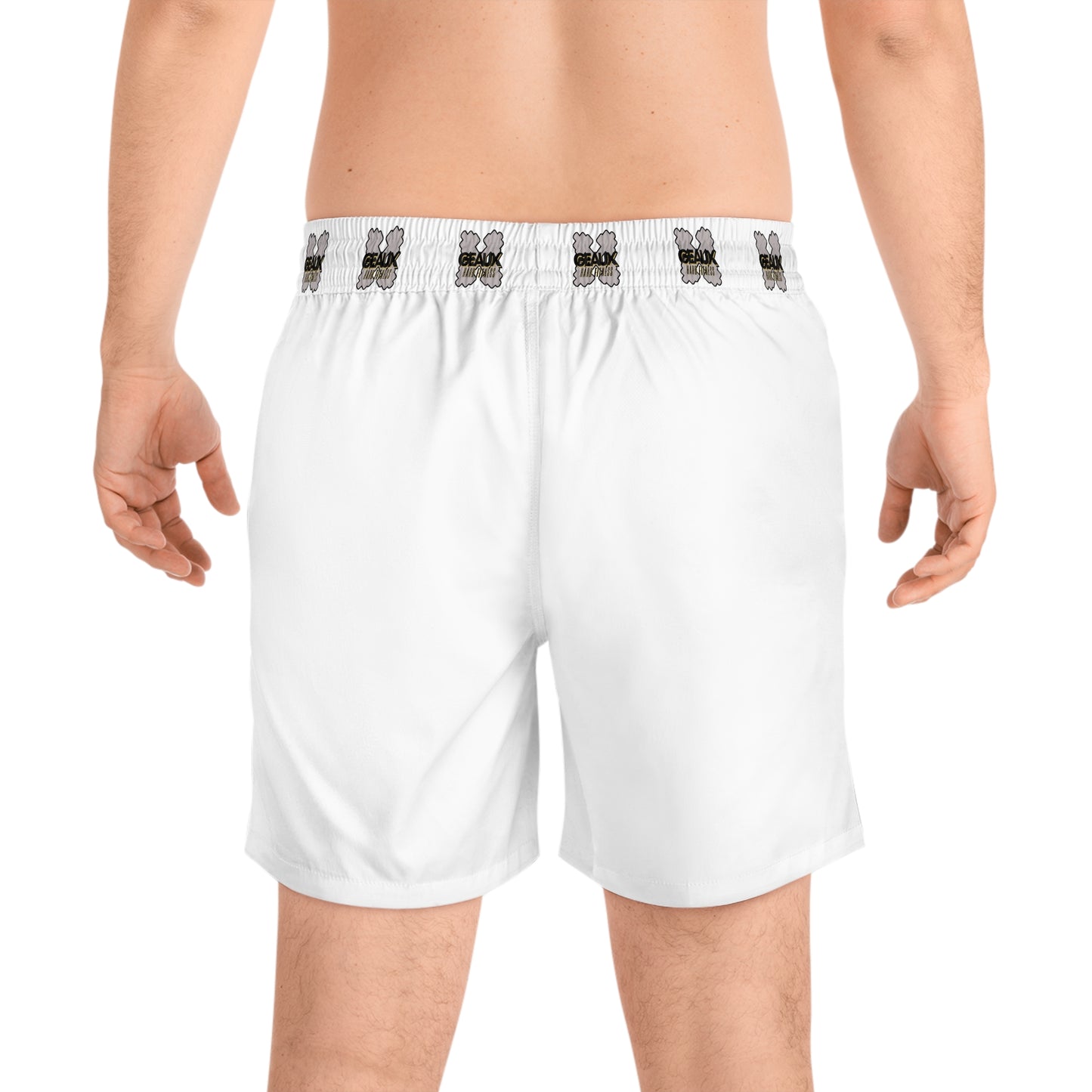 White Geaux Hard Men's Mid-Length Swim Shorts