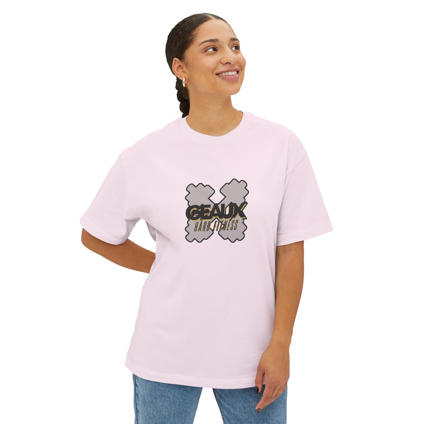 Geaux Hard Oversized Boxy Tee, Unisex Graphic Shirt, Casual Streetwear, Gift for Fitness Lovers, Stylish Everyday Tee, Comfortable Relaxed Fit
