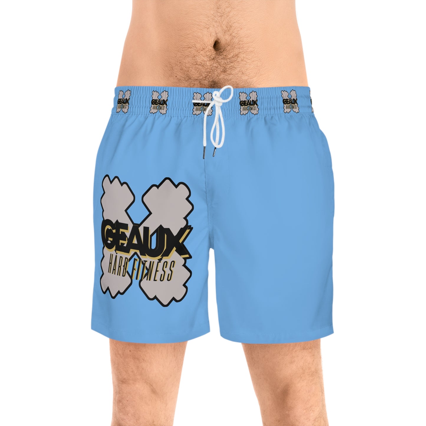 Light Blue Geaux Hard Men's Mid-Length Swim Shorts