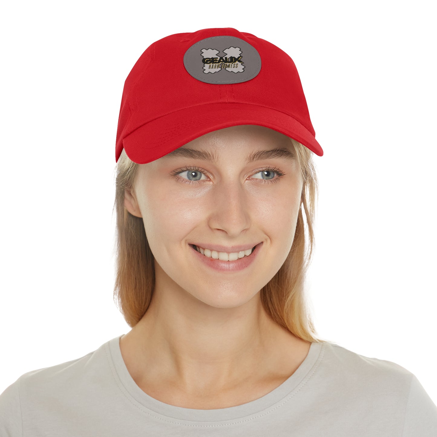Geaux Hard Fit Dad Hat with Leather Patch (Round)