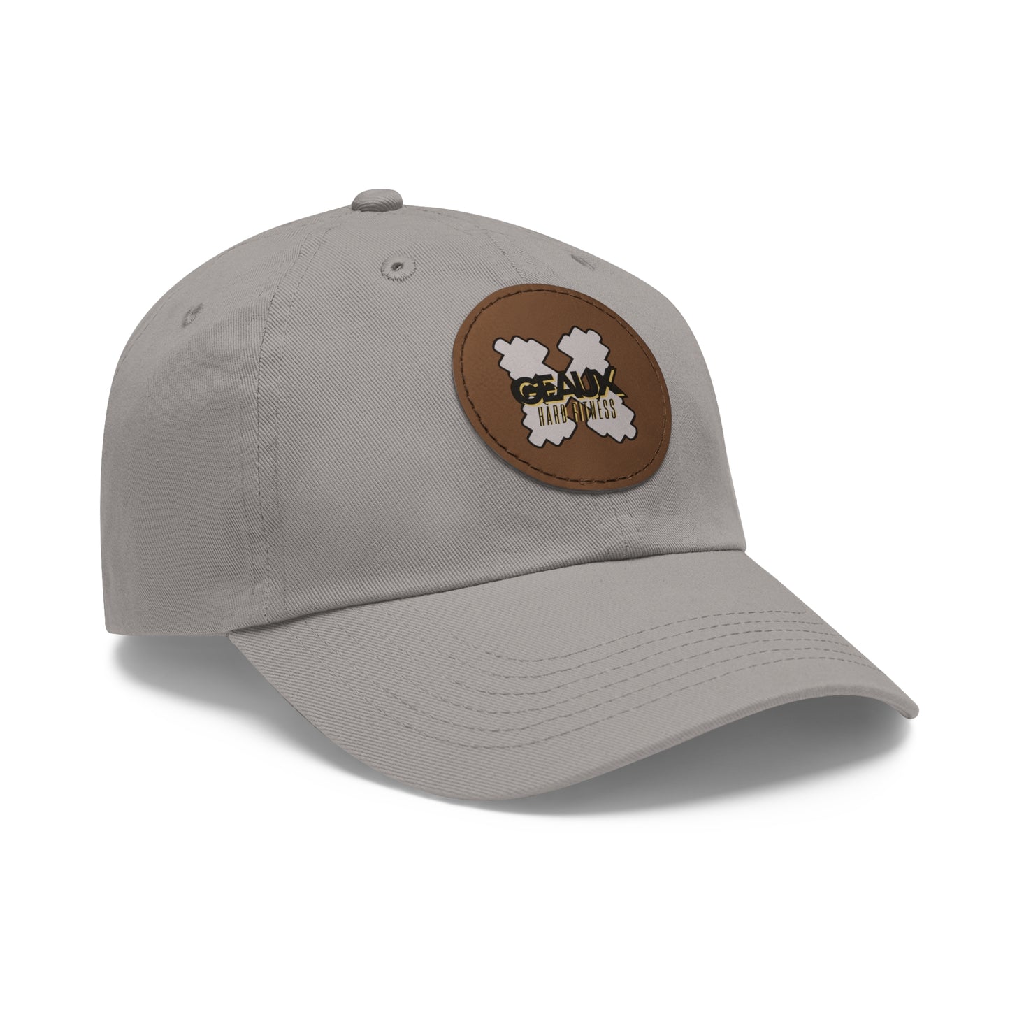 Geaux Hard Fit Dad Hat with Leather Patch (Round)