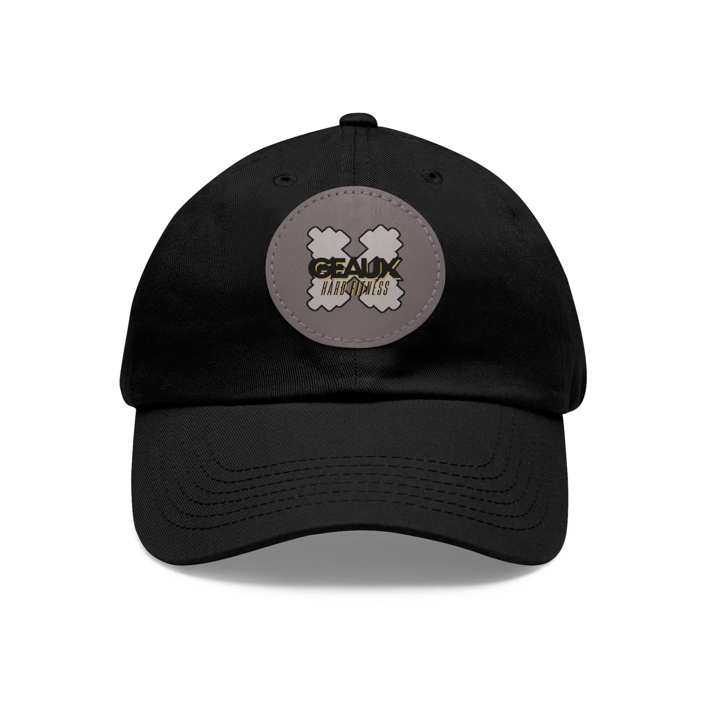 Geaux Hard Fit Dad Hat with Leather Patch (Round)