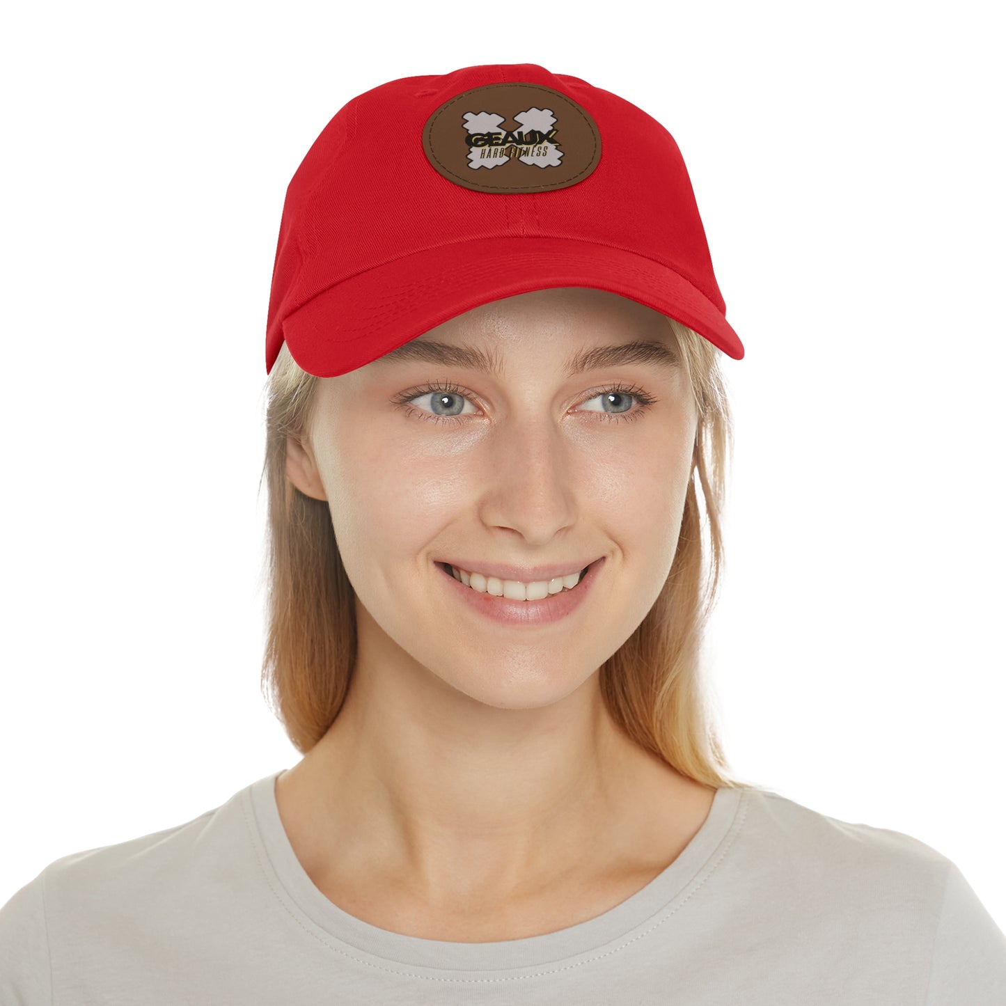 Geaux Hard Fit Dad Hat with Leather Patch (Round)