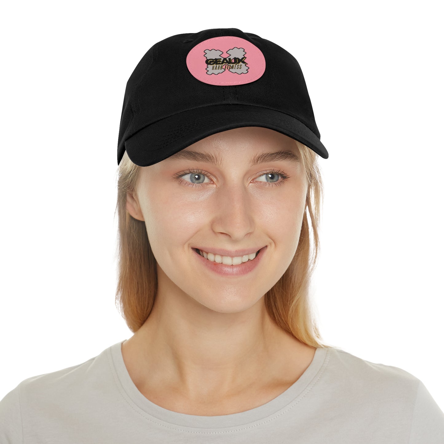 Geaux Hard Fit Dad Hat with Leather Patch (Round)