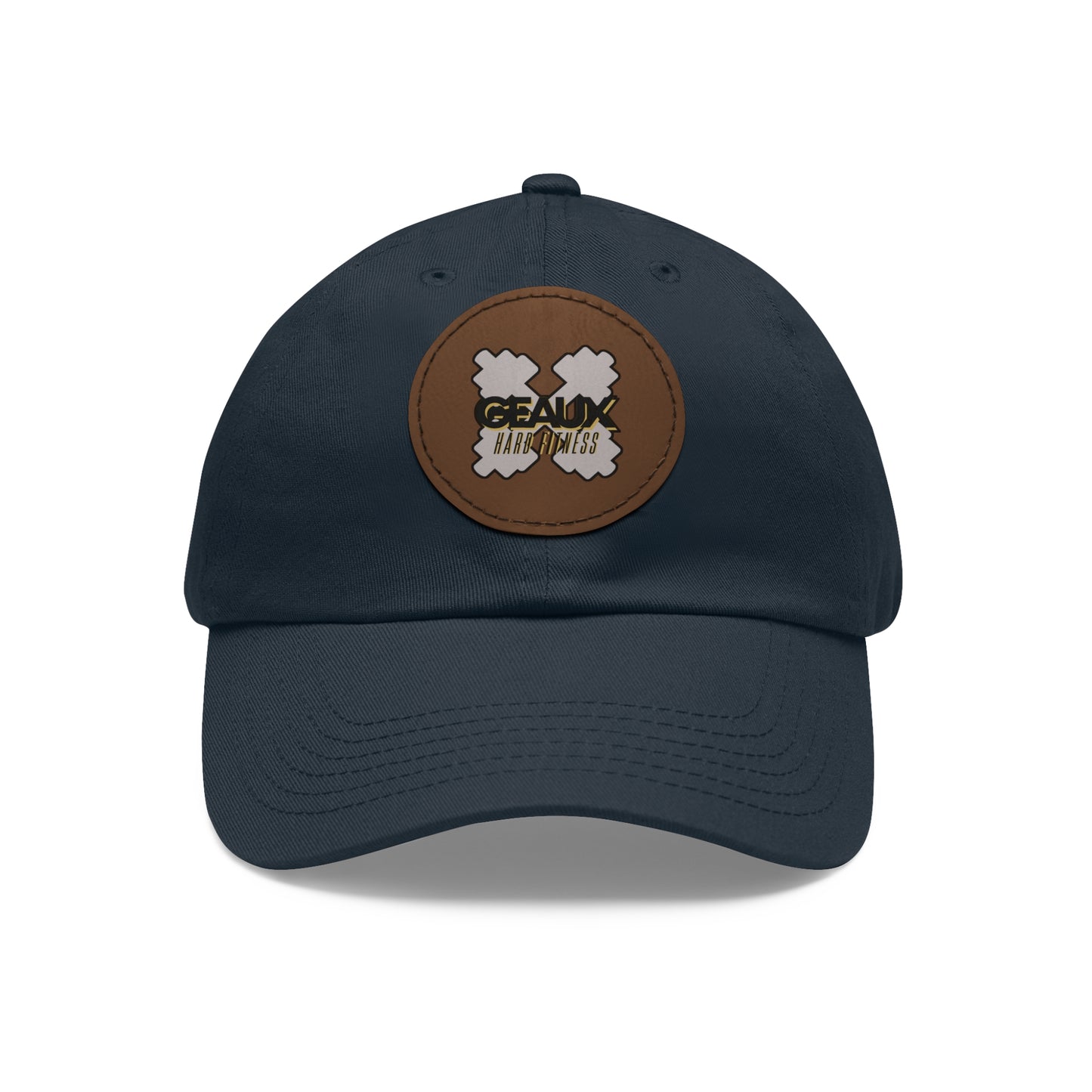 Geaux Hard Fit Dad Hat with Leather Patch (Round)
