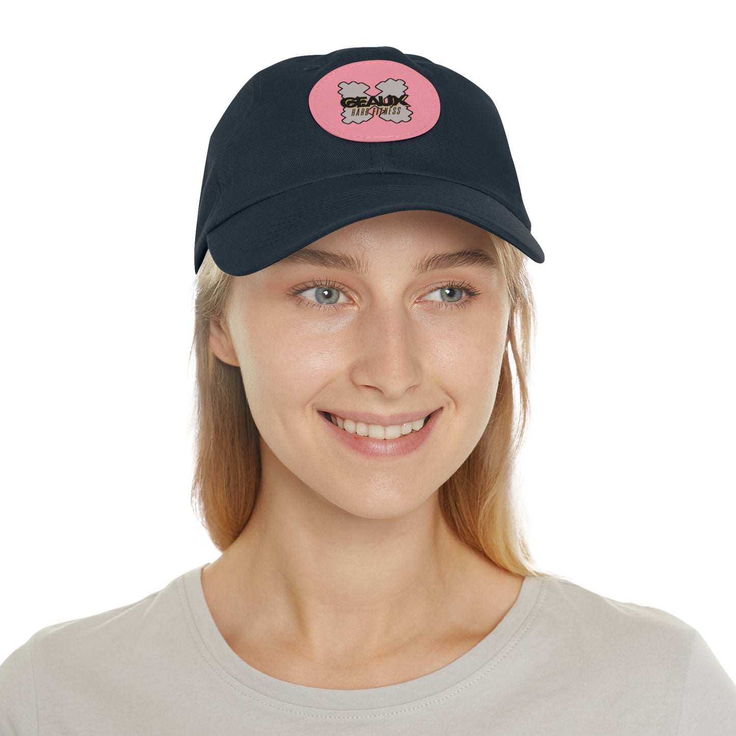 Geaux Hard Fit Dad Hat with Leather Patch (Round)