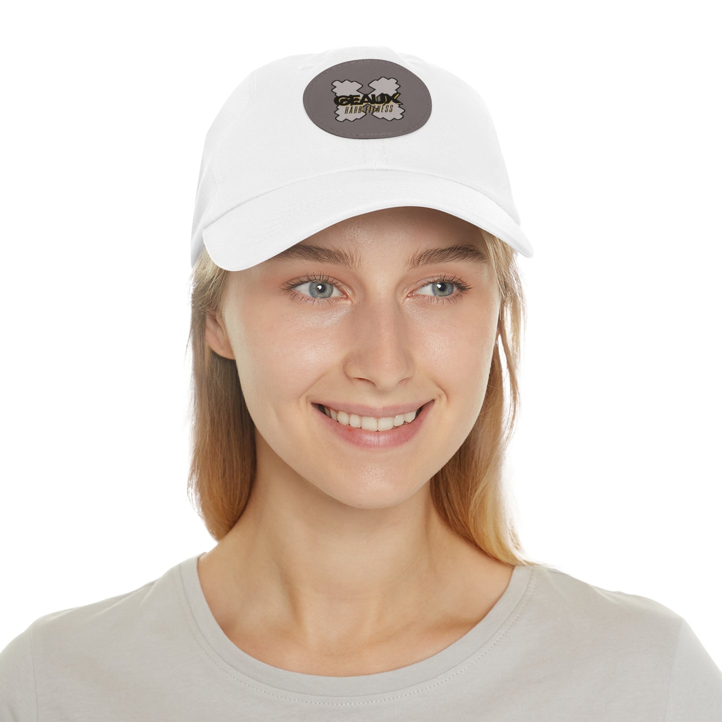 Geaux Hard Fit Dad Hat with Leather Patch (Round)