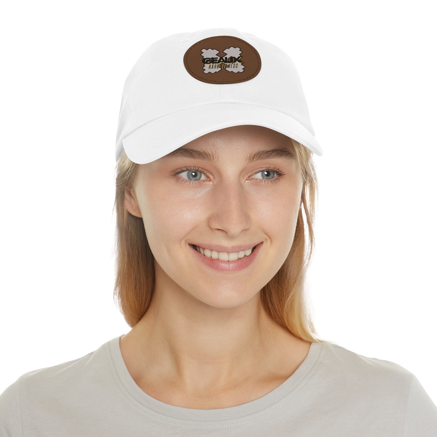 Geaux Hard Fit Dad Hat with Leather Patch (Round)
