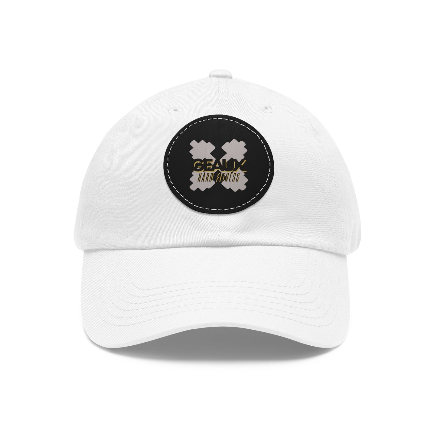 Geaux Hard Fit Dad Hat with Leather Patch (Round)