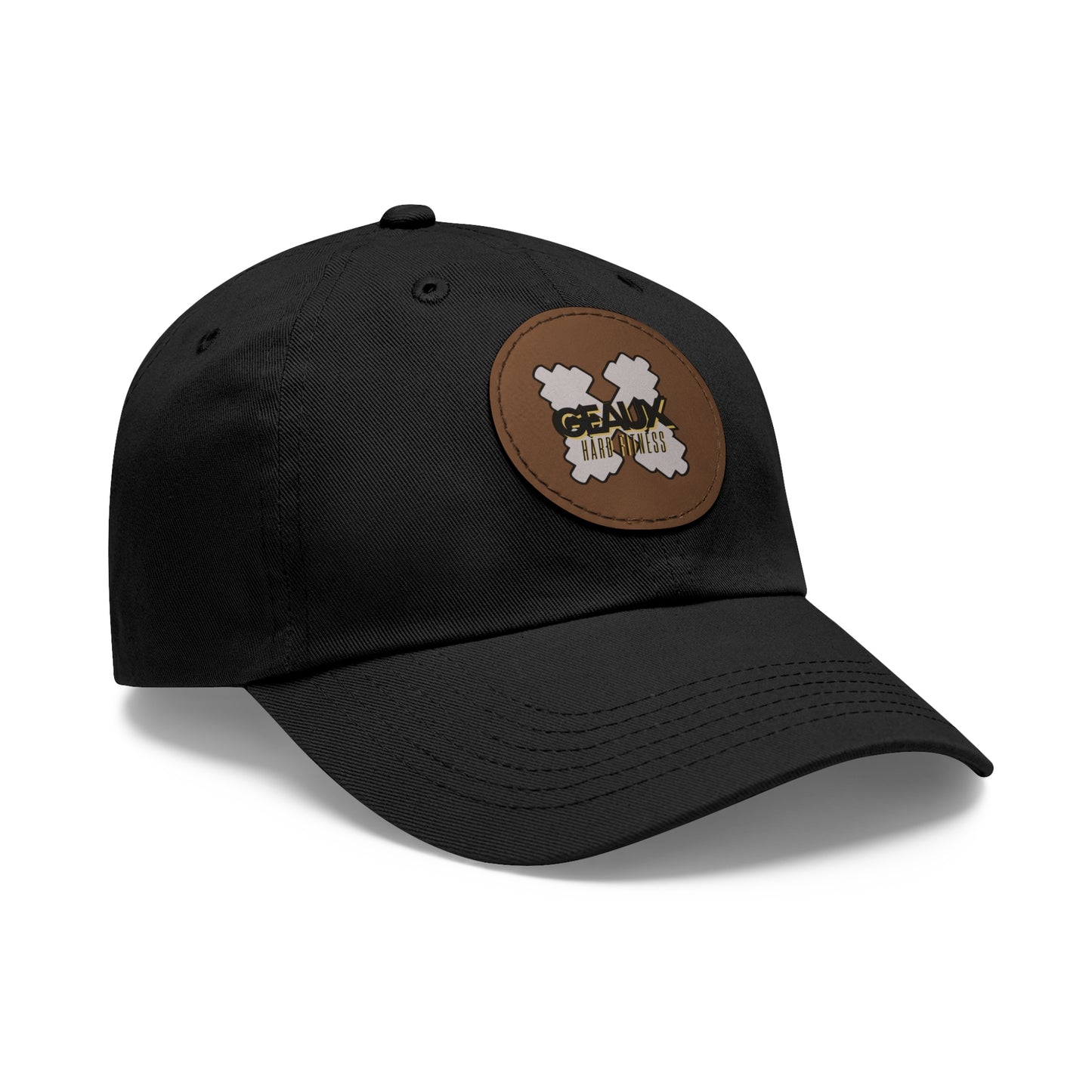 Geaux Hard Fit Dad Hat with Leather Patch (Round)