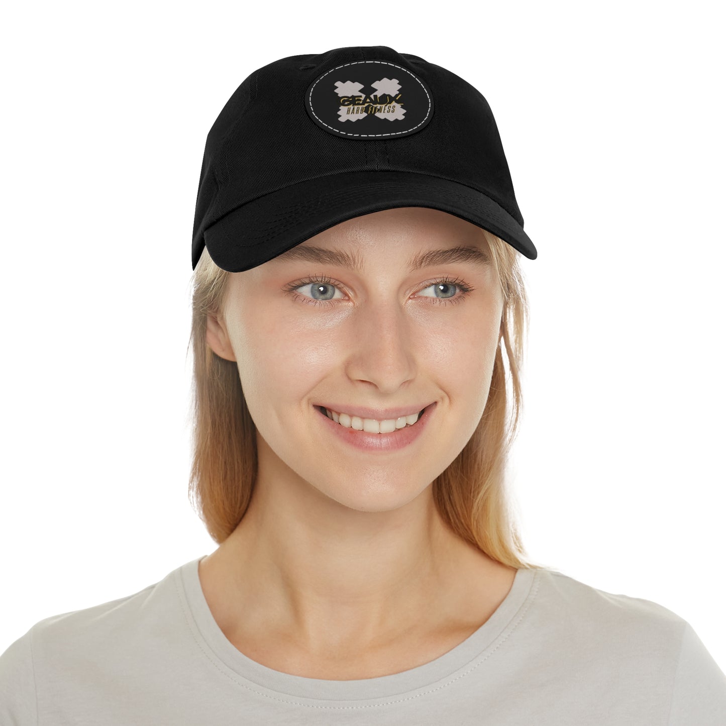 Geaux Hard Fit Dad Hat with Leather Patch (Round)