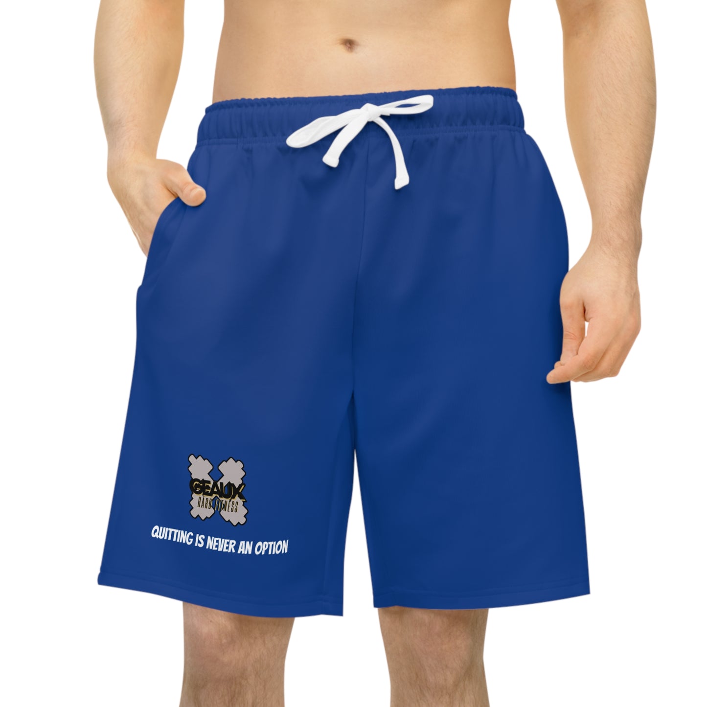 Blue Grey Geaux Hard Fit Athletic Long Shorts