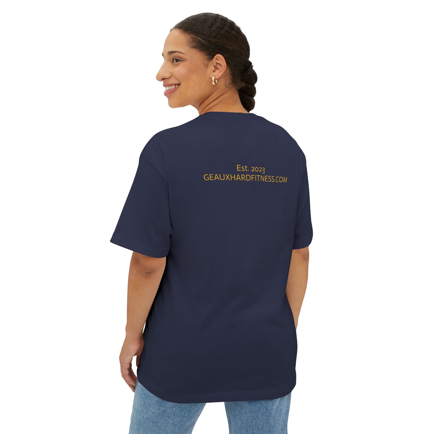Geaux Hard Oversized Boxy Tee, Unisex Graphic Shirt, Casual Streetwear, Gift for Fitness Lovers, Stylish Everyday Tee, Comfortable Relaxed Fit