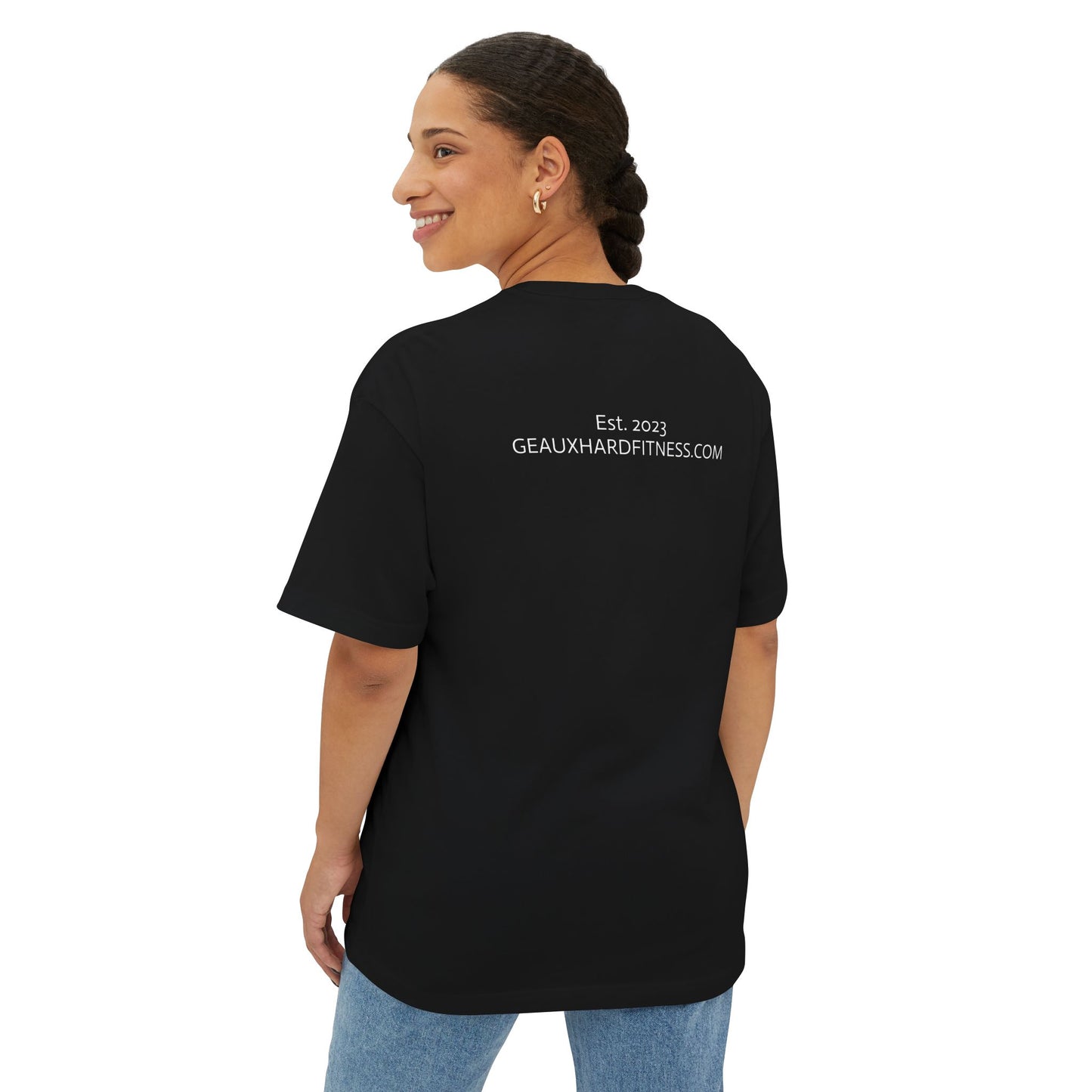 Geaux Hard Oversized Boxy Tee, Unisex Graphic Shirt, Casual Streetwear, Gift for Fitness Lovers, Stylish Everyday Tee, Comfortable Relaxed Fit