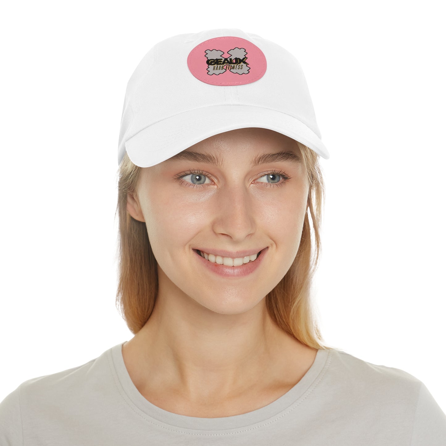 Geaux Hard Fit Dad Hat with Leather Patch (Round)