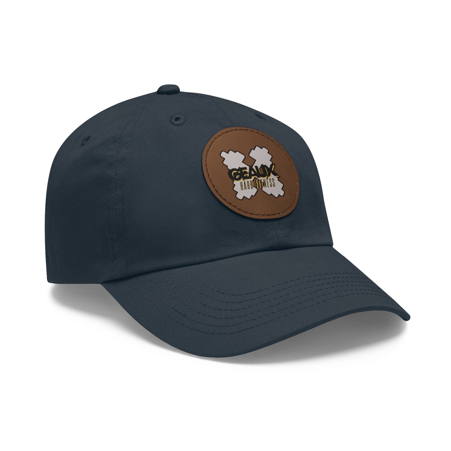 Geaux Hard Fit Dad Hat with Leather Patch (Round)