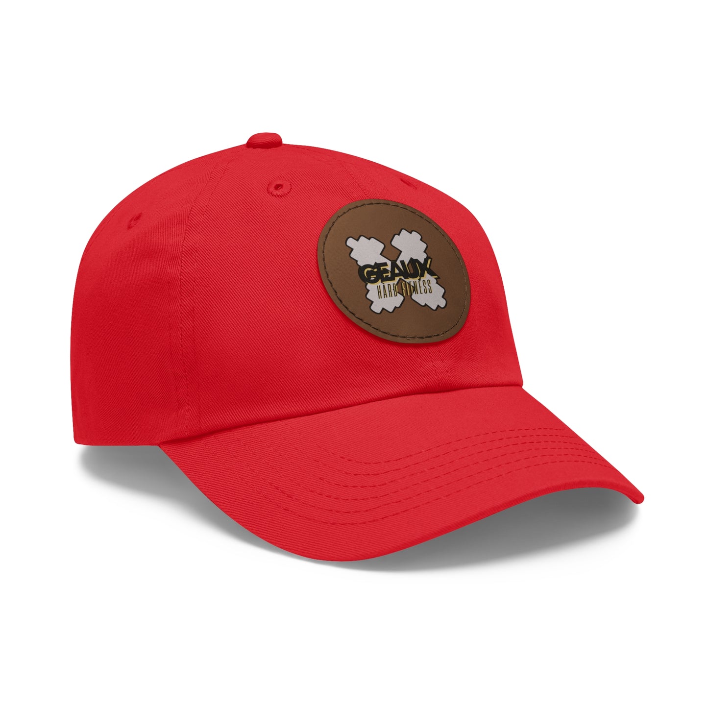 Geaux Hard Fit Dad Hat with Leather Patch (Round)