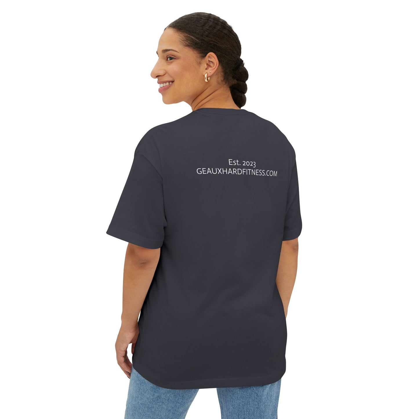 Geaux Hard Oversized Boxy Tee, Unisex Graphic Shirt, Casual Streetwear, Gift for Fitness Lovers, Stylish Everyday Tee, Comfortable Relaxed Fit