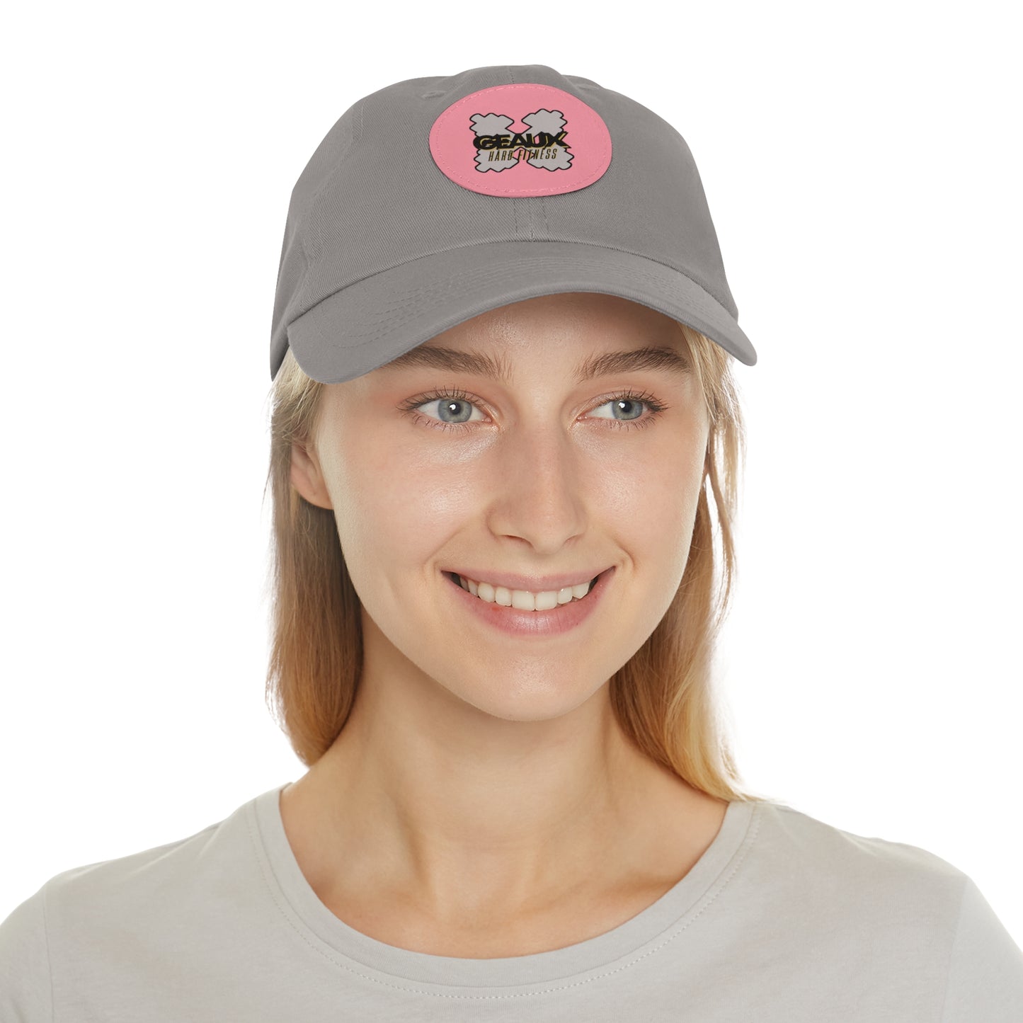 Geaux Hard Fit Dad Hat with Leather Patch (Round)