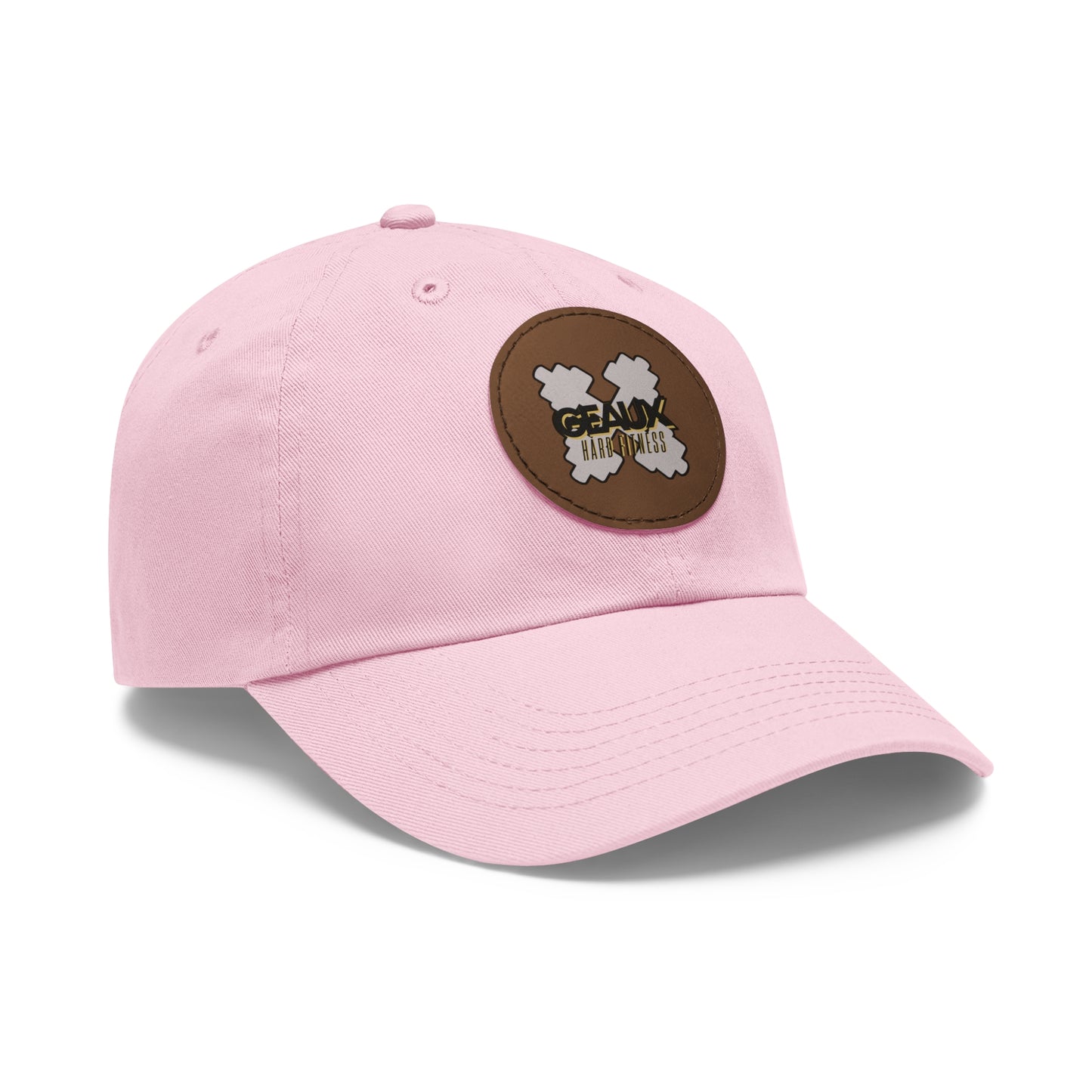 Geaux Hard Fit Dad Hat with Leather Patch (Round)