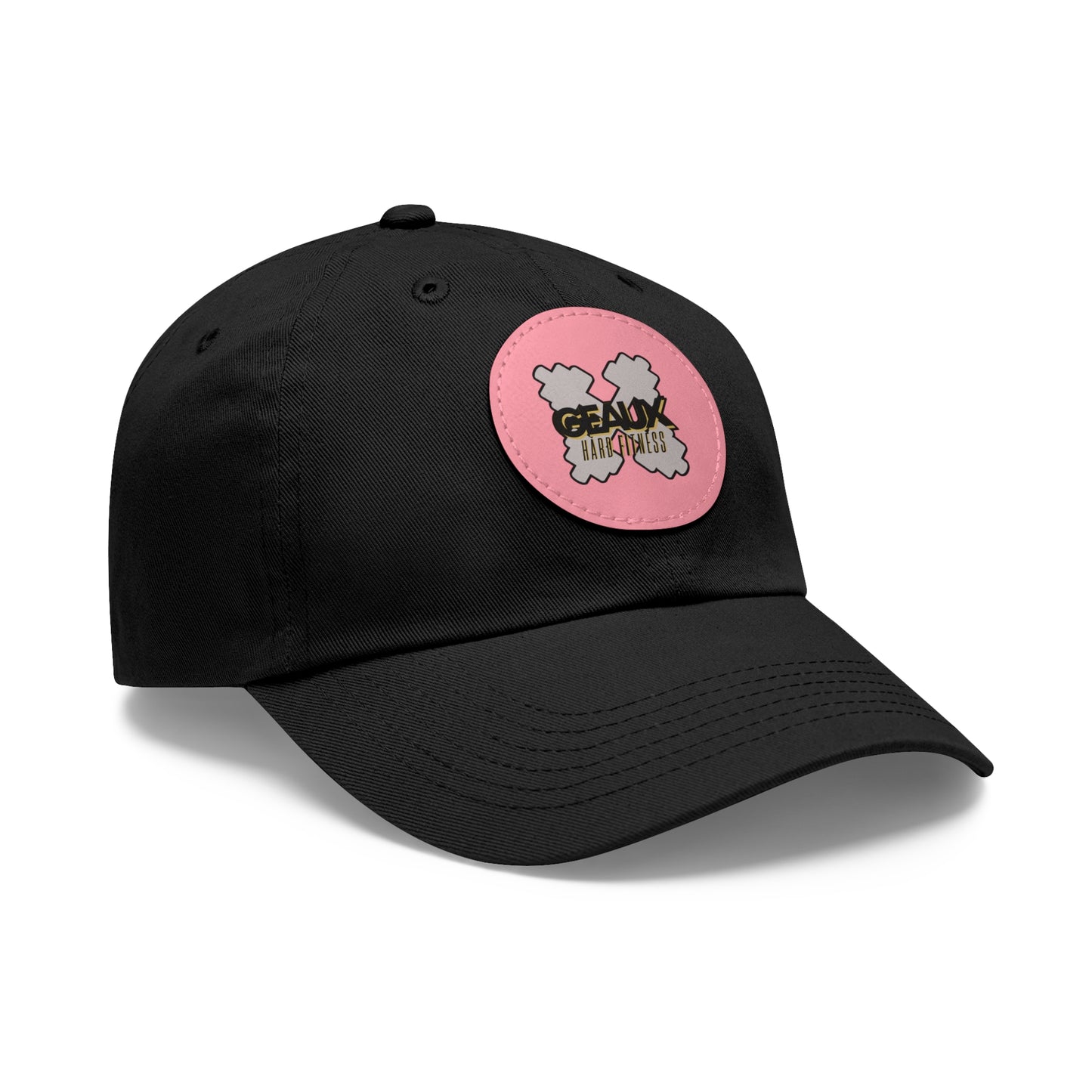 Geaux Hard Fit Dad Hat with Leather Patch (Round)