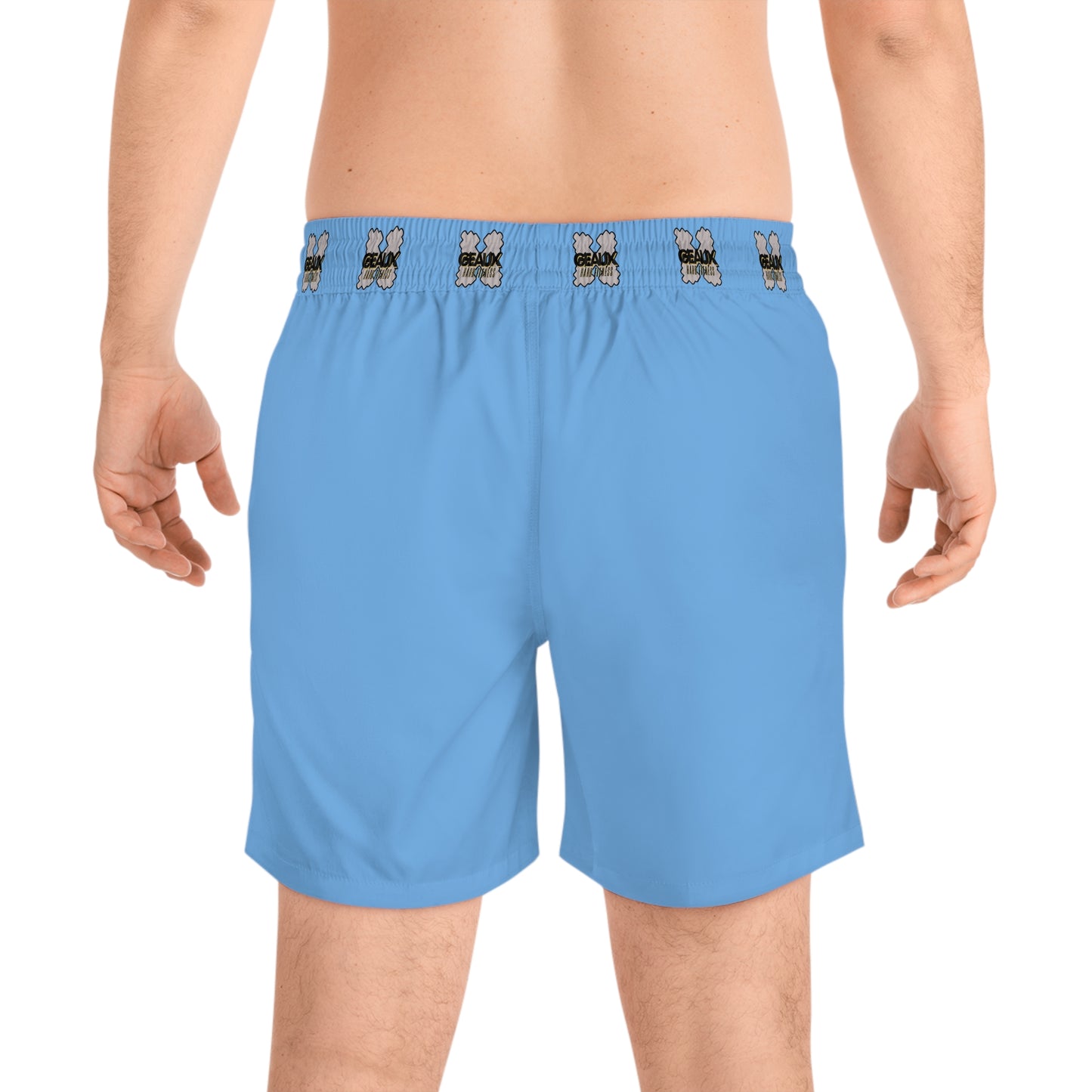 Light Blue Geaux Hard Men's Mid-Length Swim Shorts