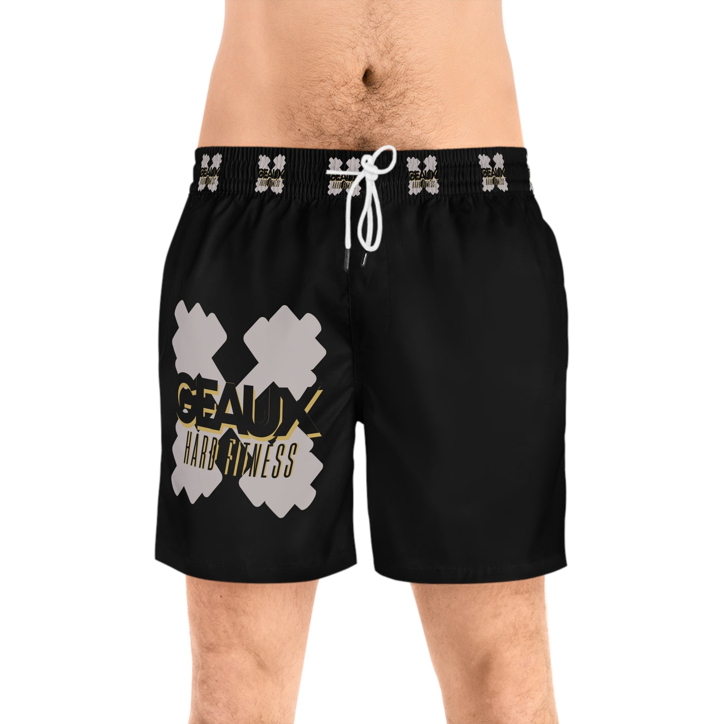 Black Geaux Hard Men's Mid-Length Swim Shorts